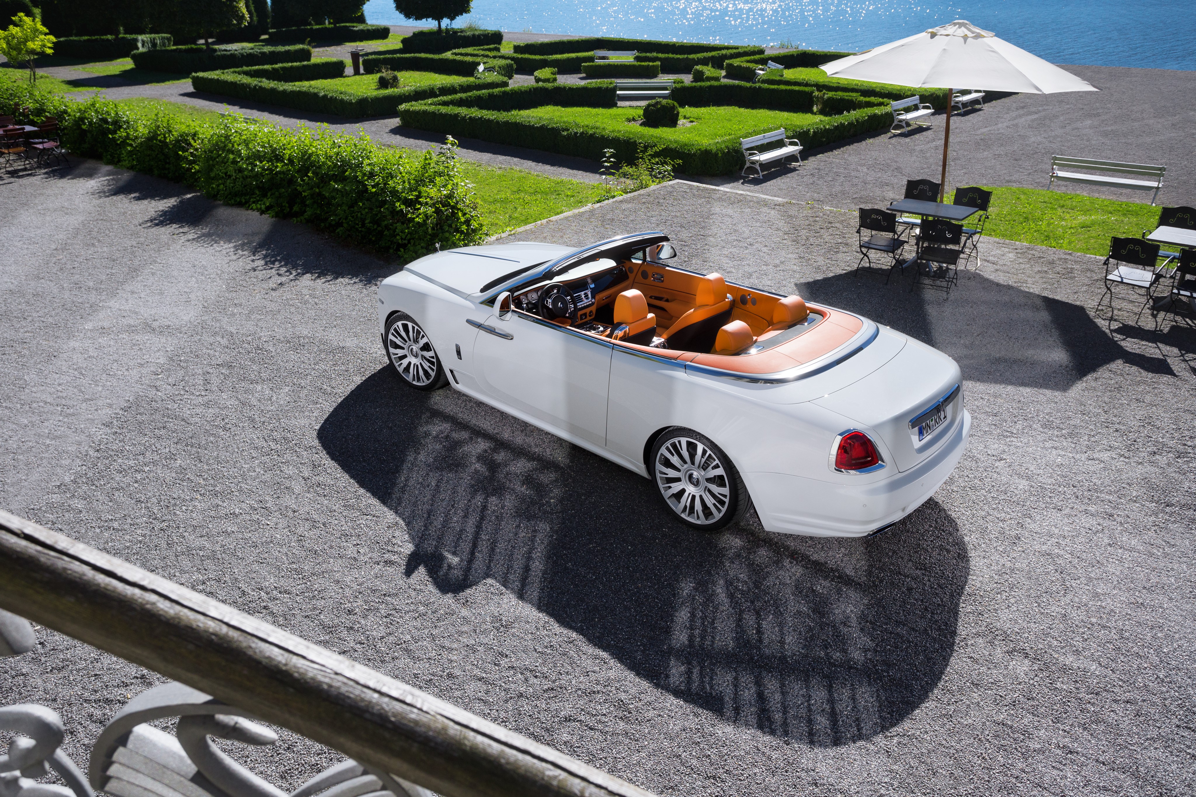 White Rolls-Royce Dawn Cabriolet by a Lake HD Wallpaper