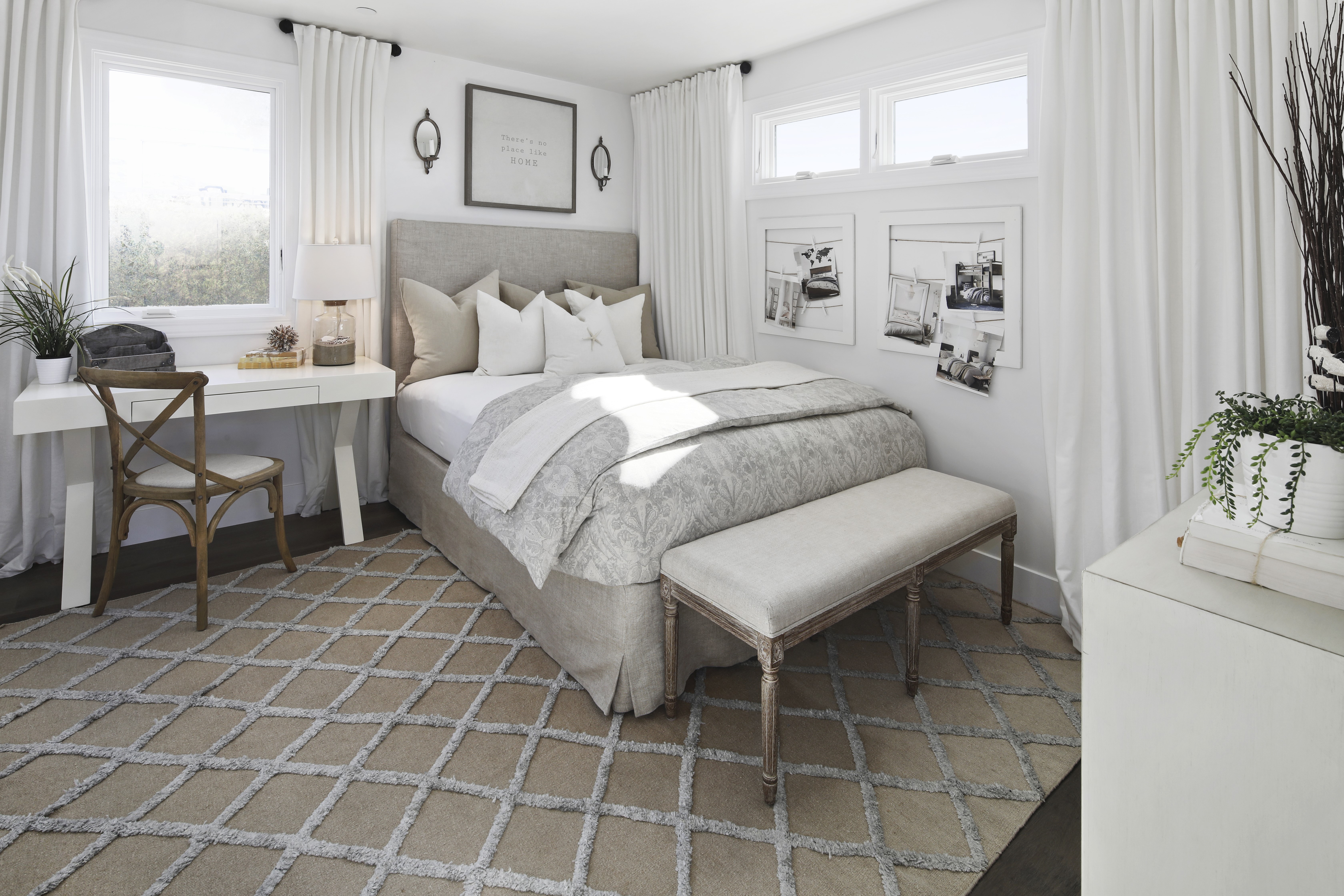 Bedroom Interior Design with Bed and Carpet HD Wallpaper