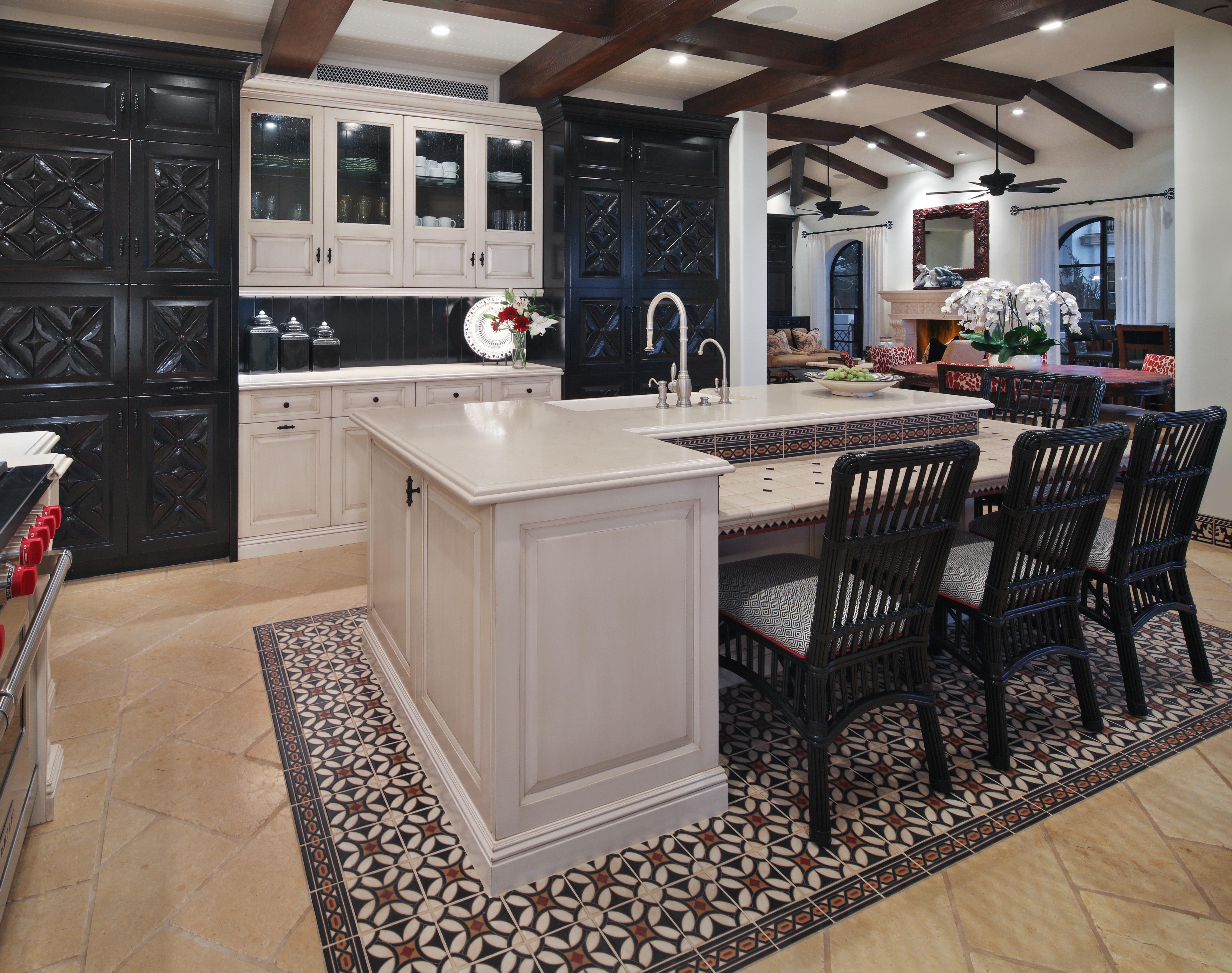 Kitchen Interior Design with Island and Chairs HD Wallpaper