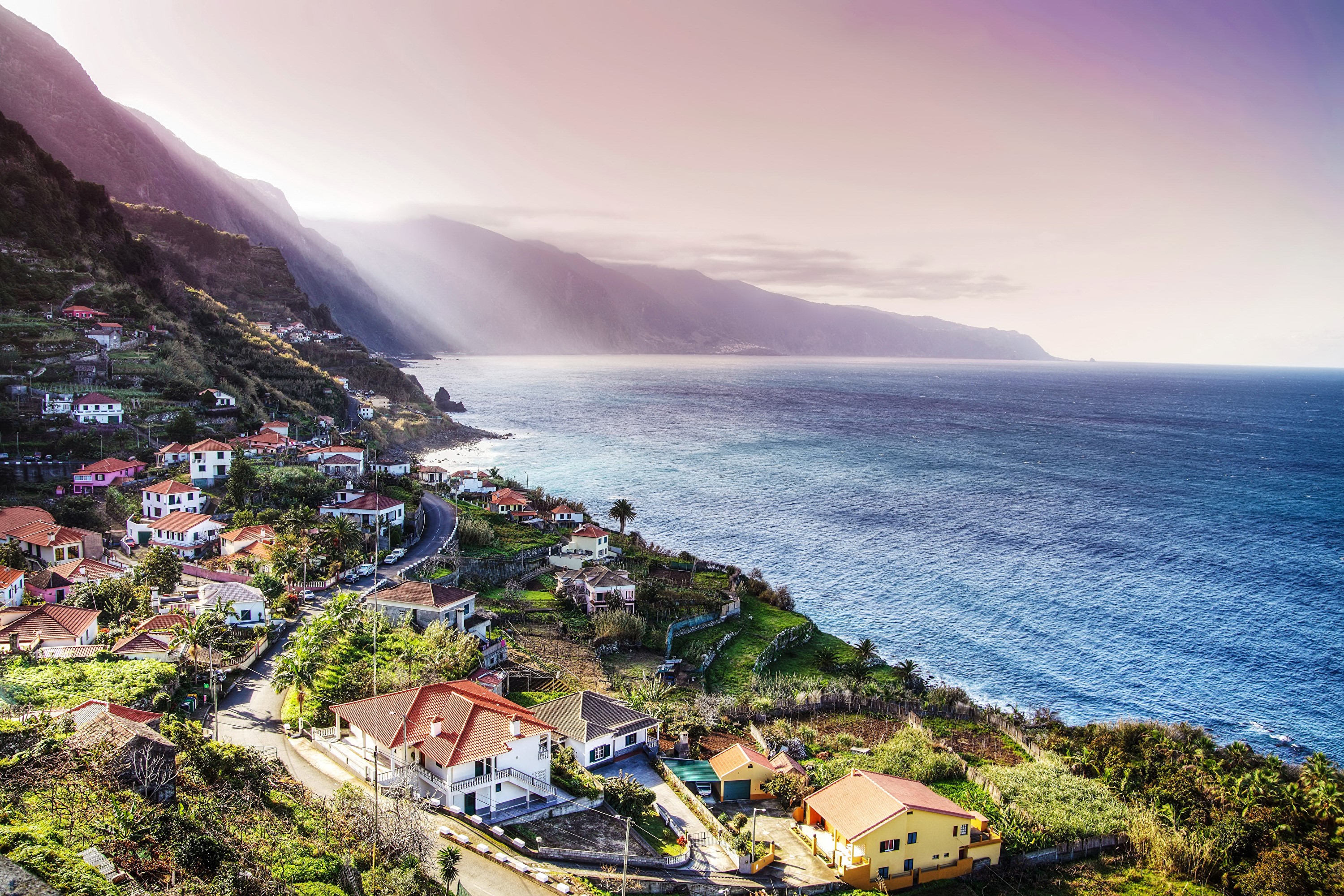 Coastal village on Madeira, Portugal HD Wallpaper