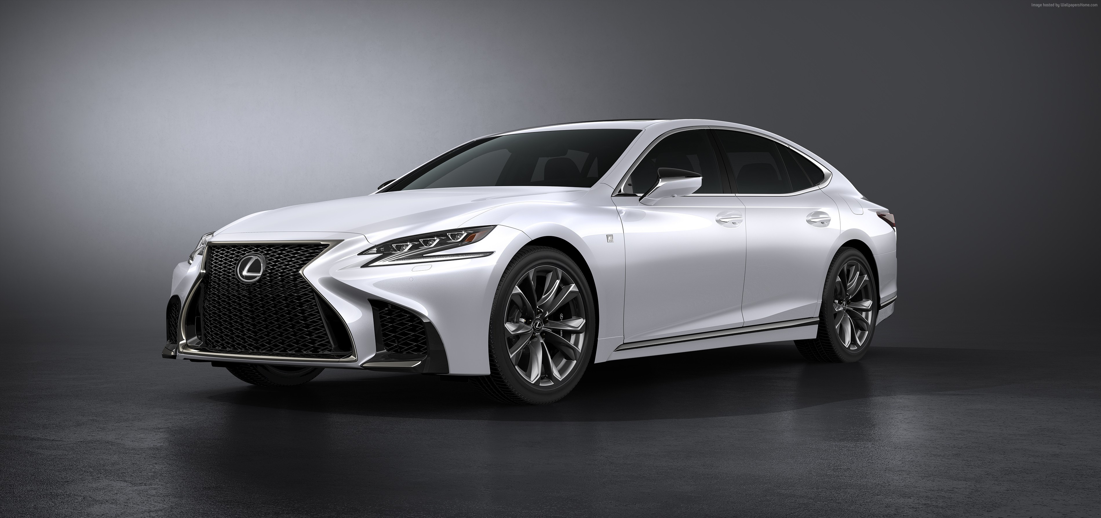 White Lexus LS500 Sedan HD Wallpaper