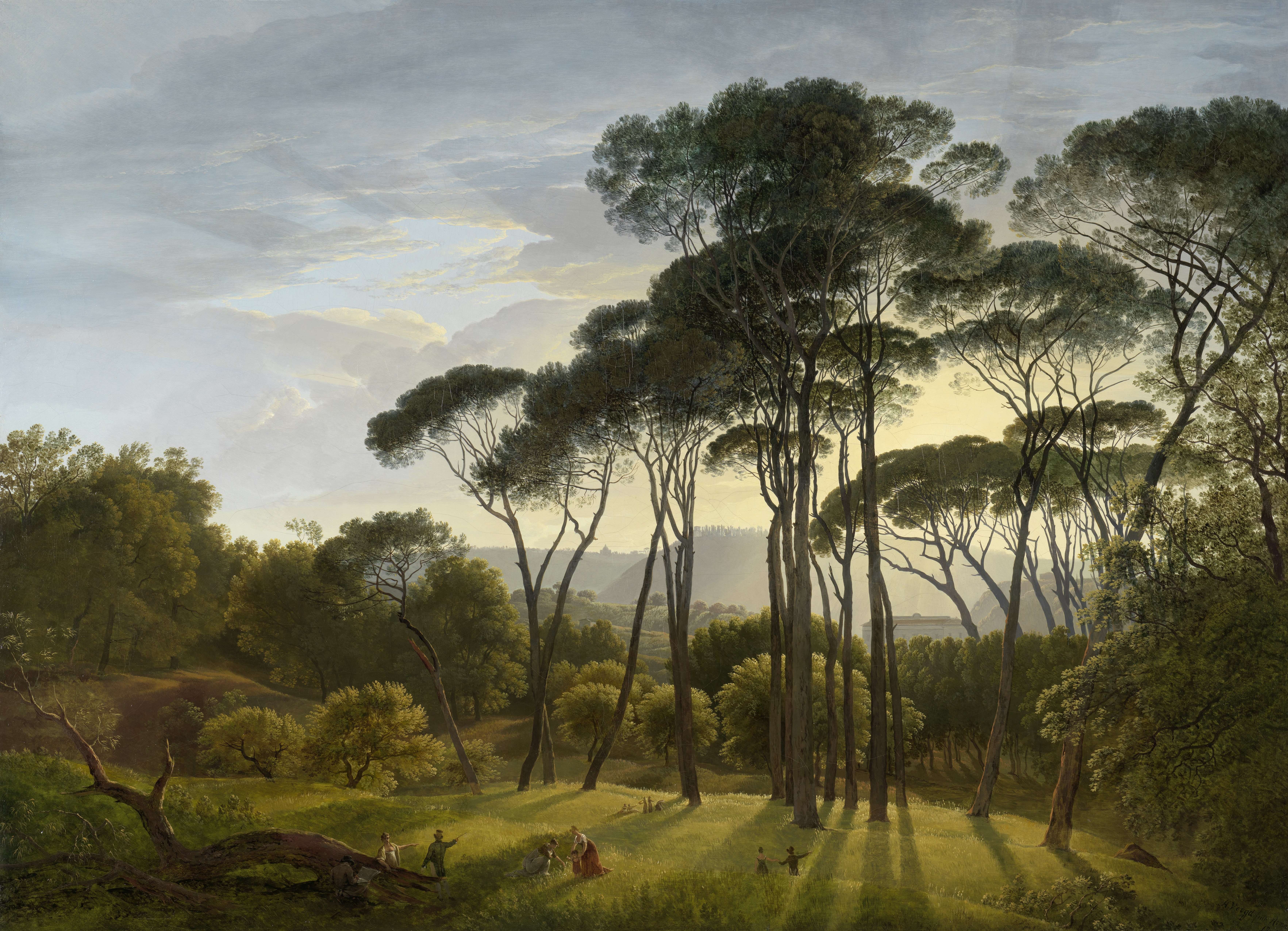 Italian Landscape with Umbrella Pines by Hendrik Voogd HD Wallpaper
