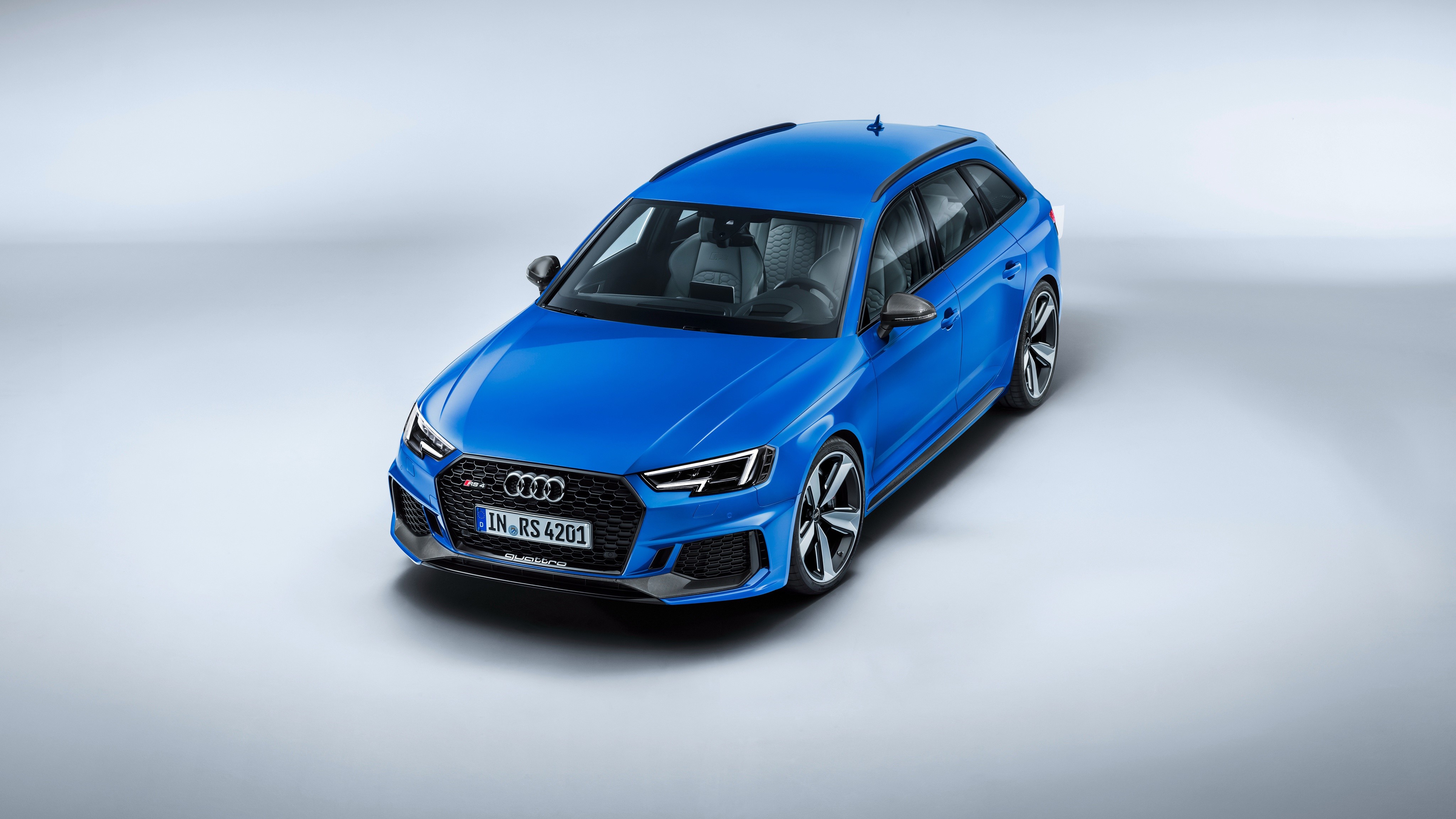 Audi RS4 Avant 2018 Blue Estate Car HD Wallpaper