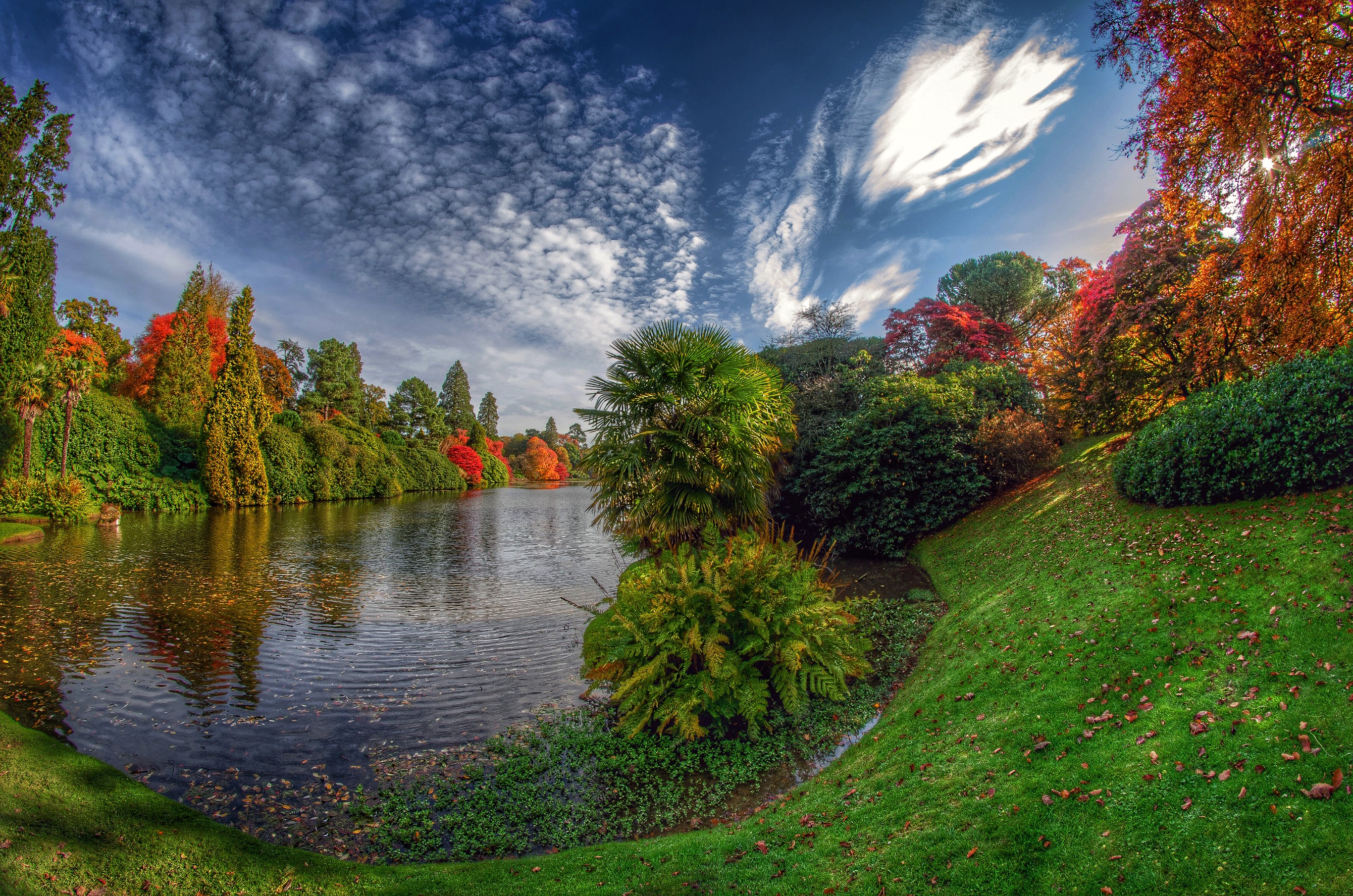Autumn trees reflected in Sheffield Lake Park HD Wallpaper