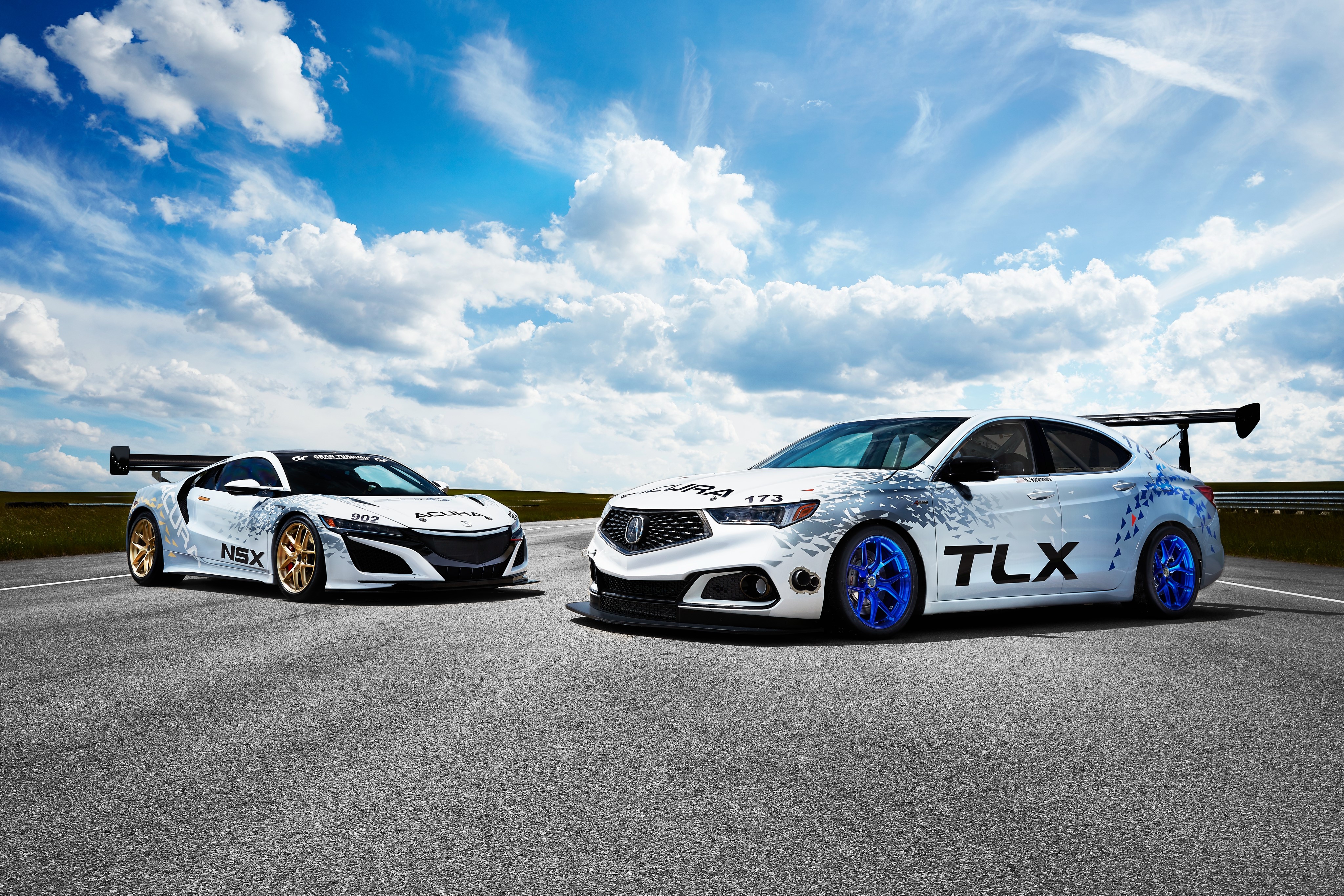 Acura NSX and TLX A-Spec Race Cars on Track HD Wallpaper