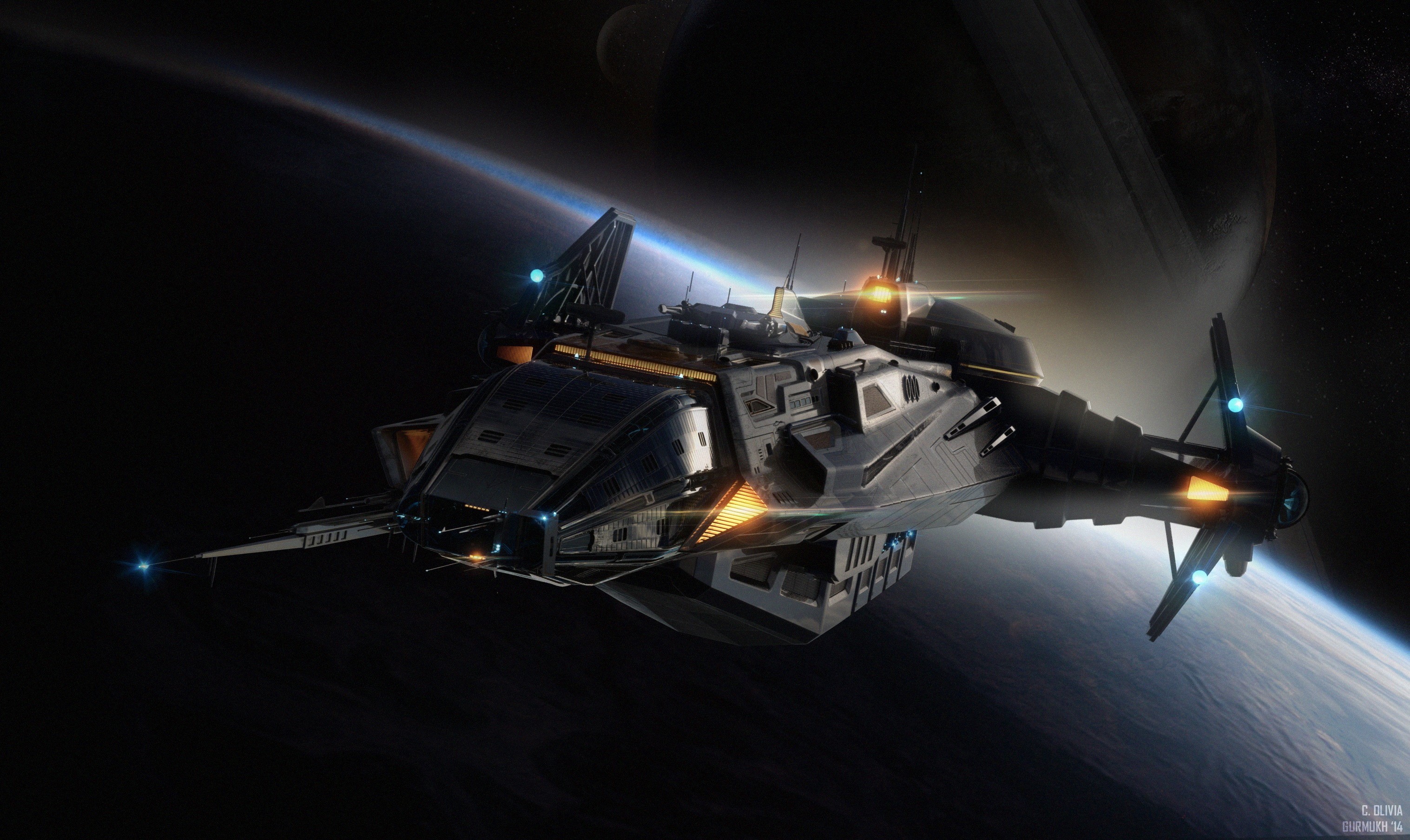 Star Citizen Starship in Orbit HD Wallpaper