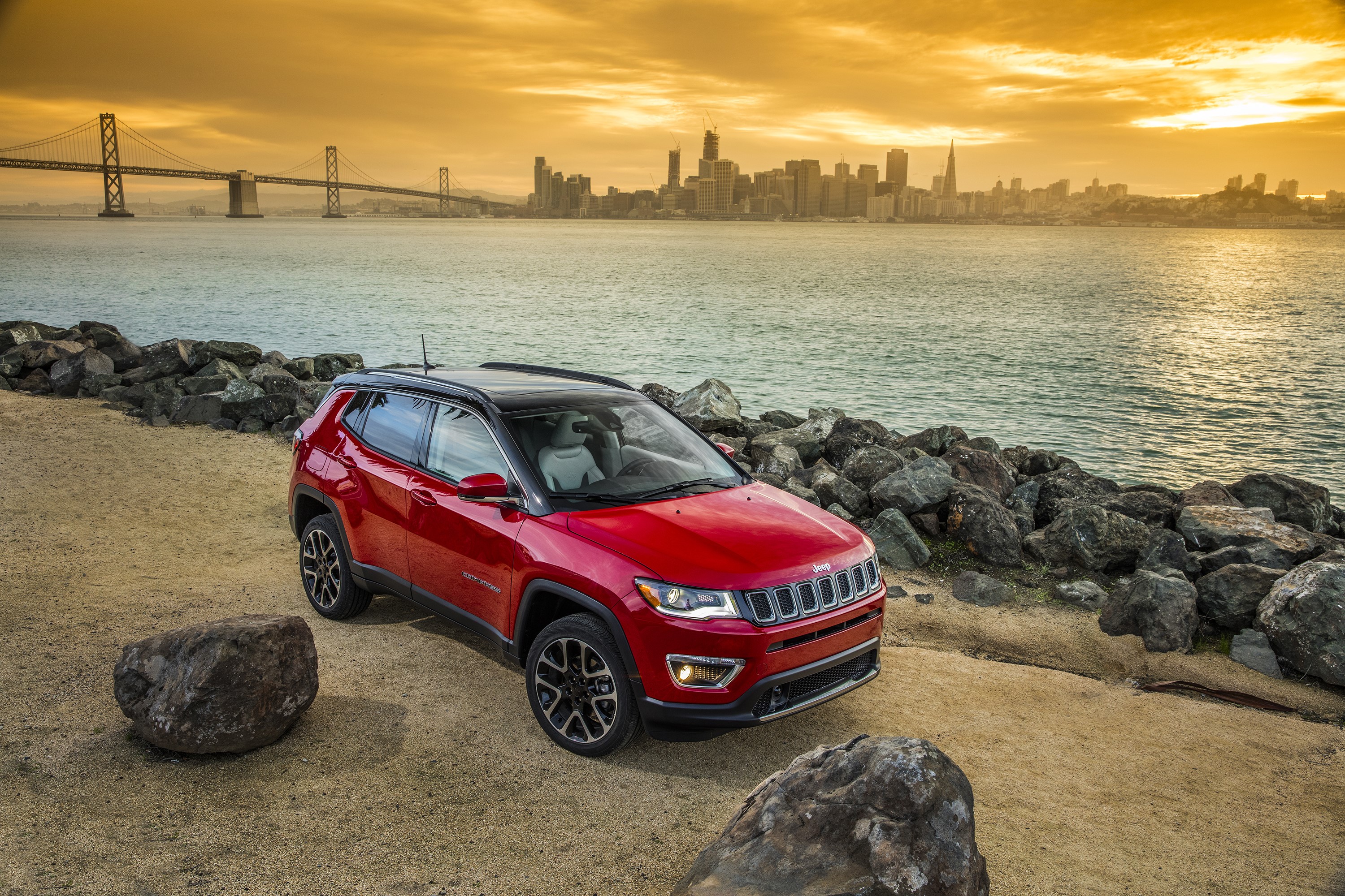 Red Jeep Compass Limited by San Francisco Bay HD Wallpaper