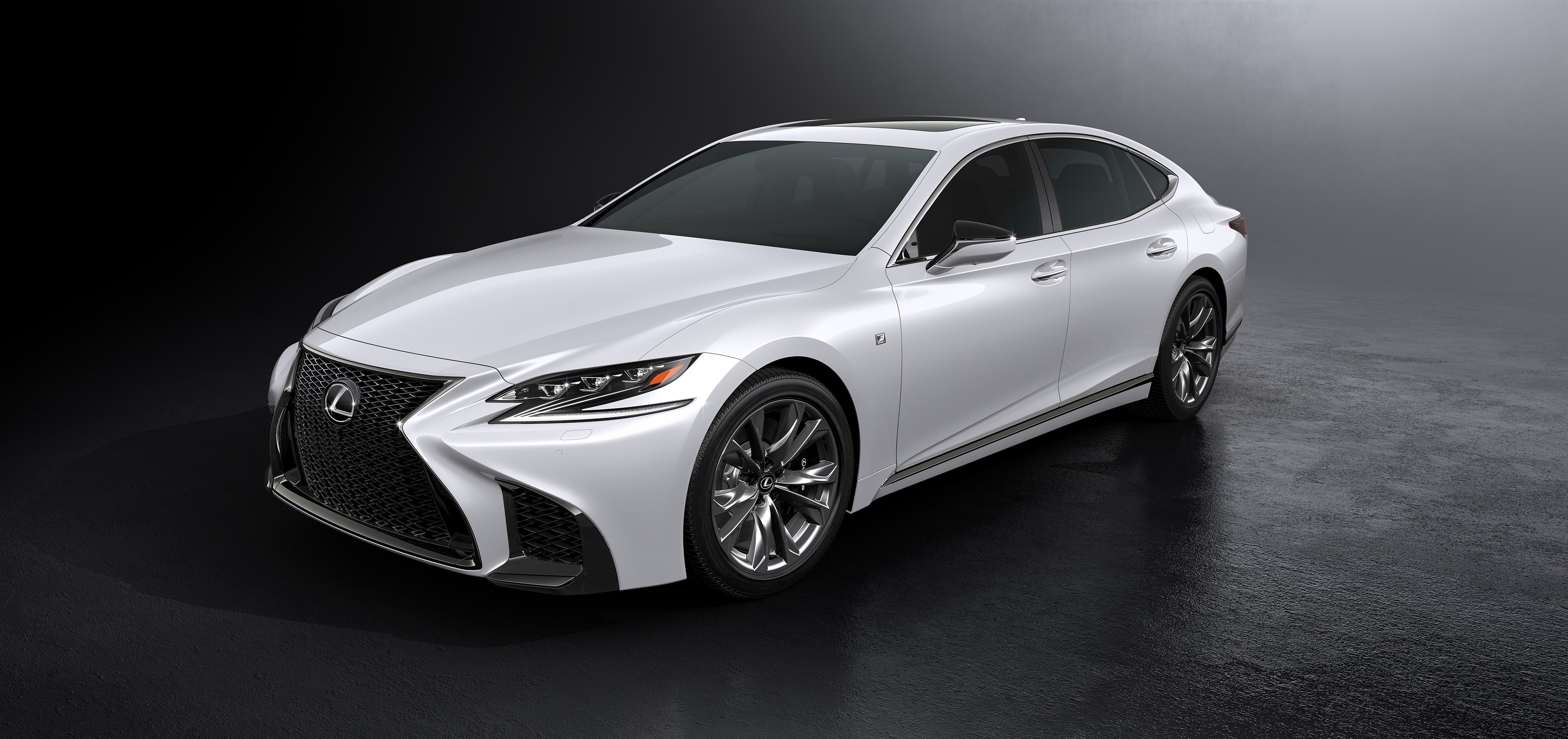 White Lexus LS500 Sport Sedan HD Wallpaper