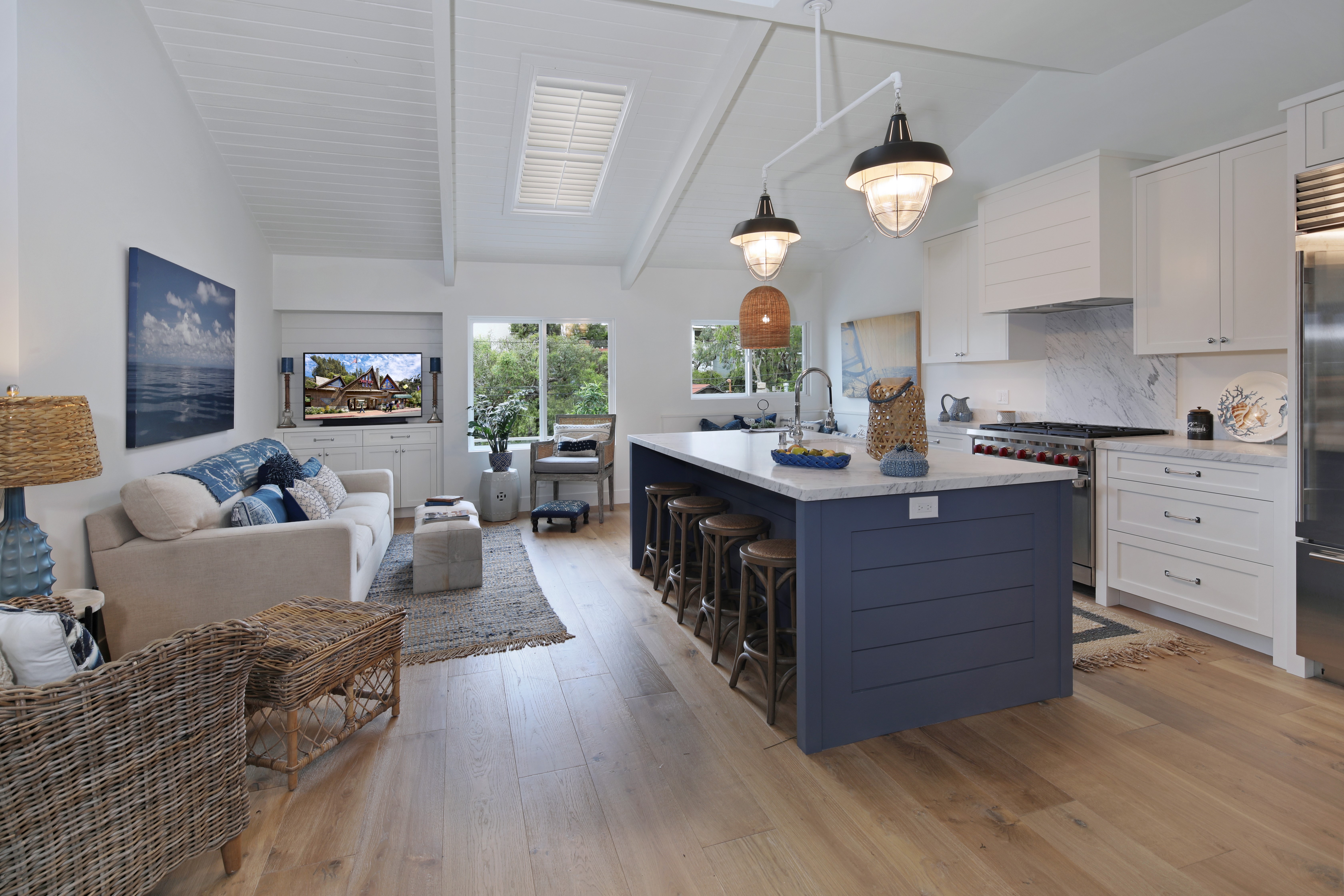Interior Design Kitchen with Sofa and Table HD Wallpaper