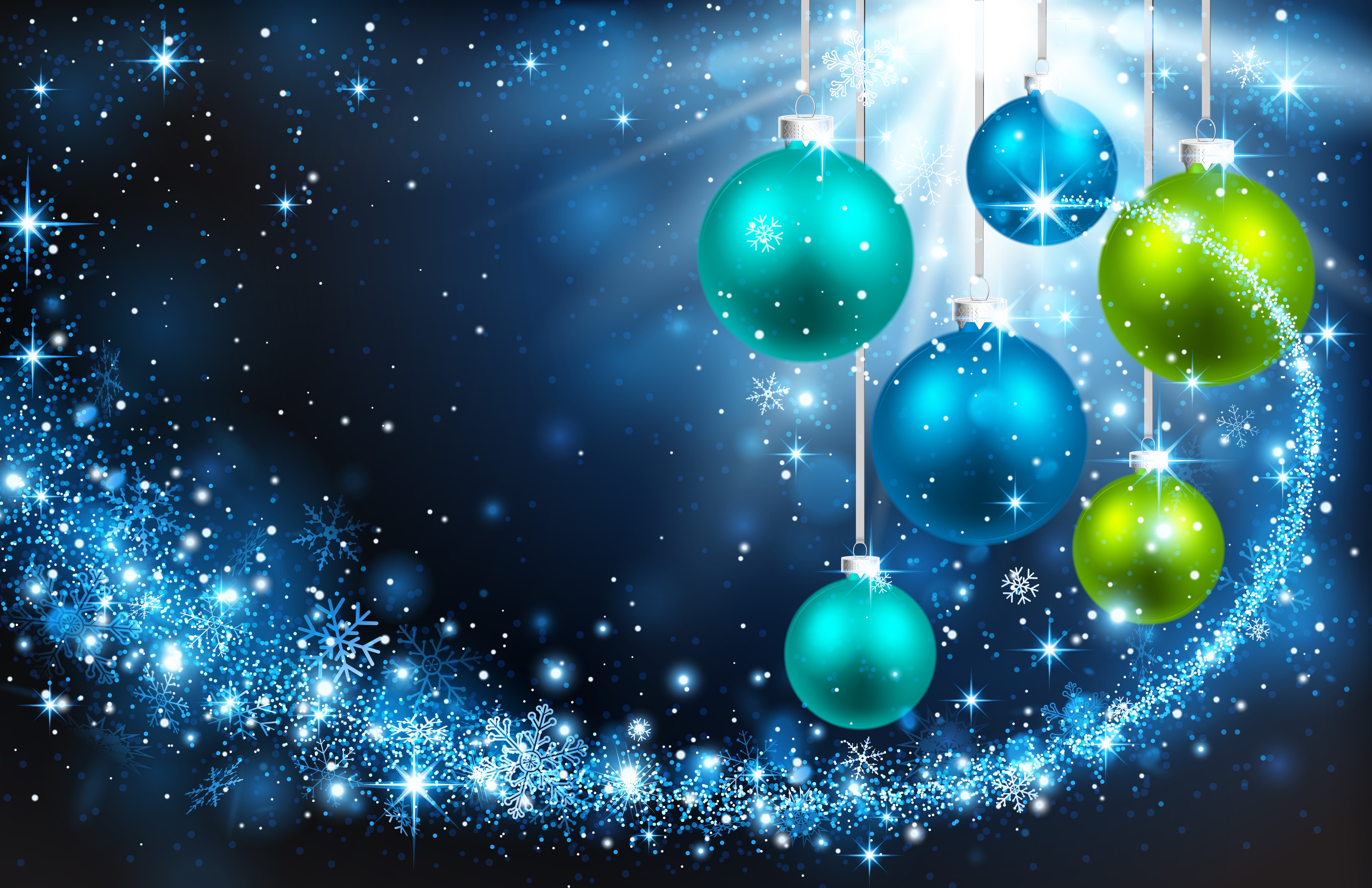 Christmas Balls with Snowflakes and Glitter HD Wallpaper
