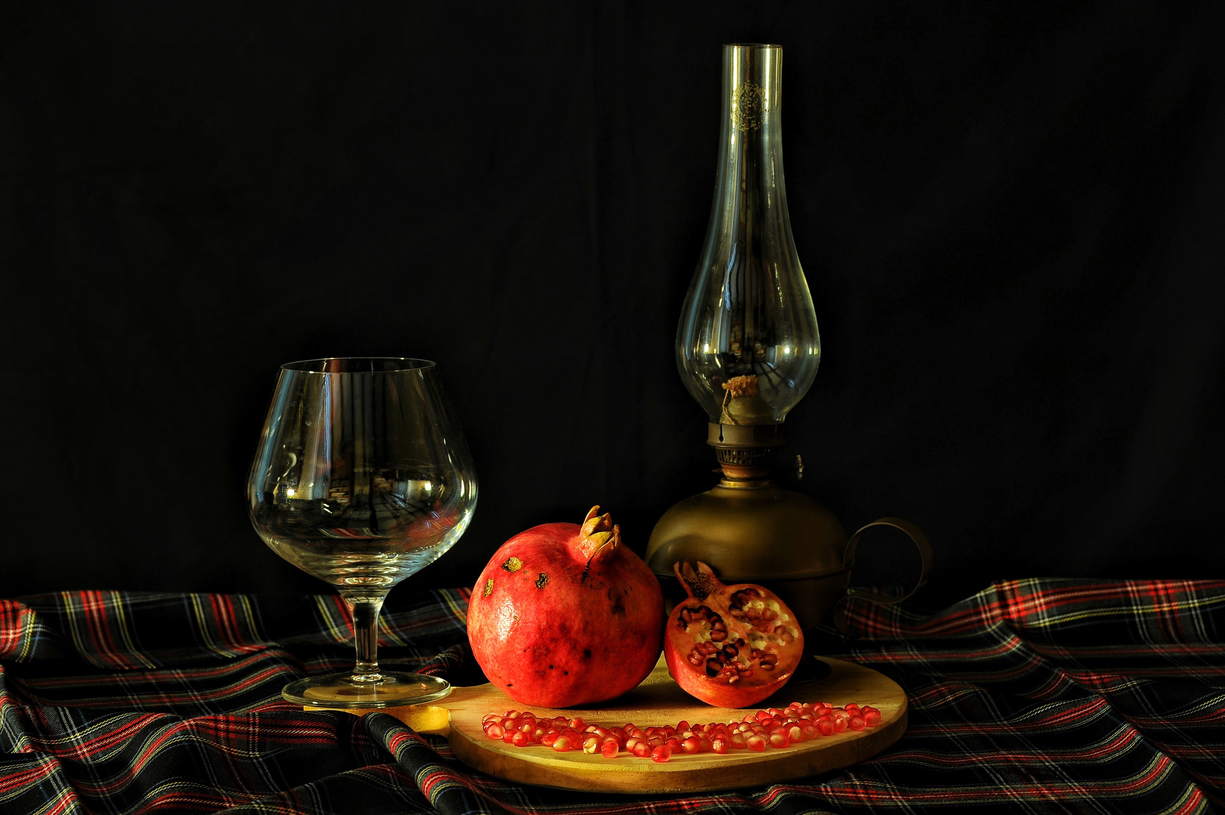 Still-life with Pomegranate and Kerosene Lamp HD Wallpaper
