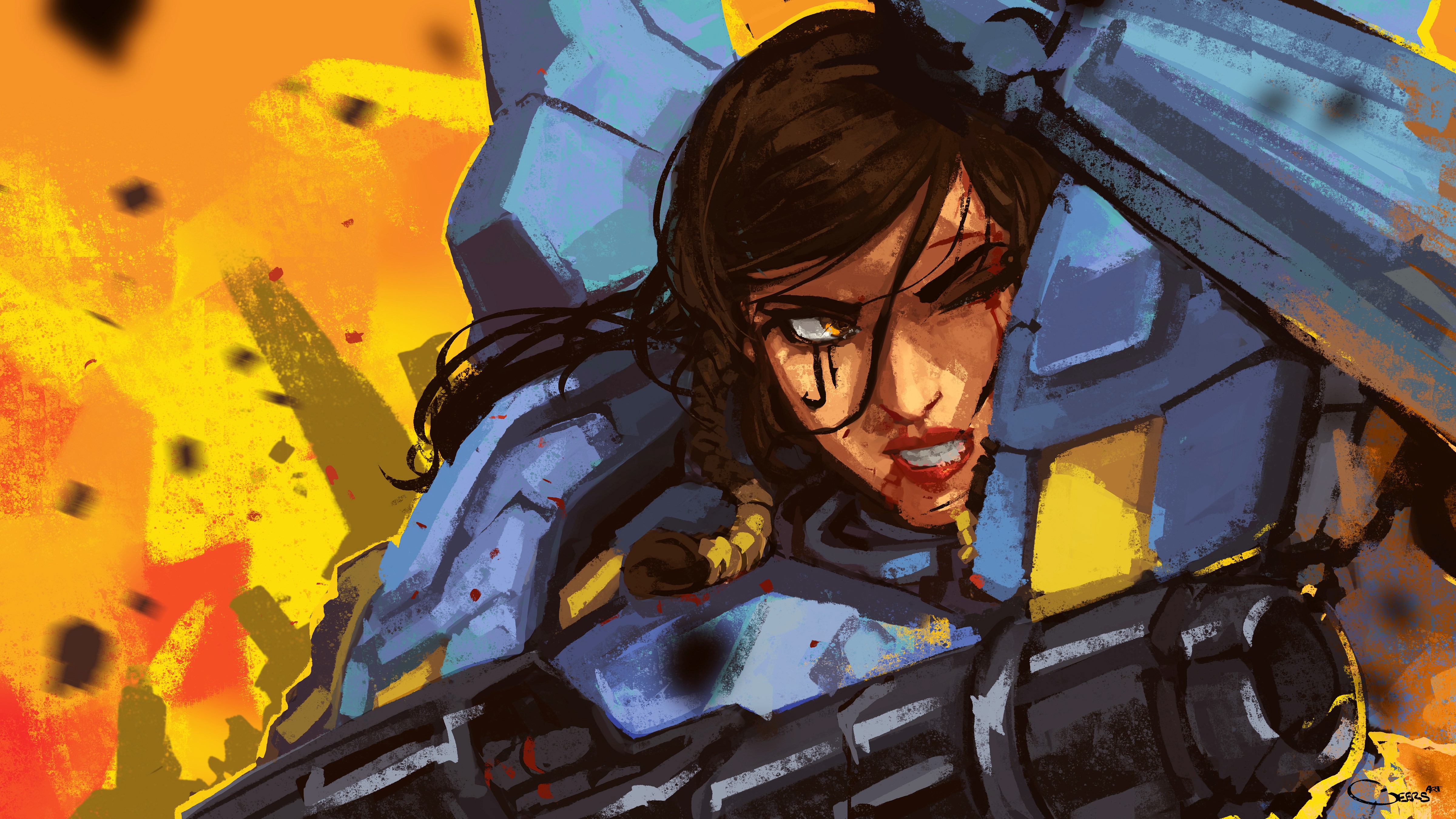 Pharah from Overwatch in battle HD Wallpaper