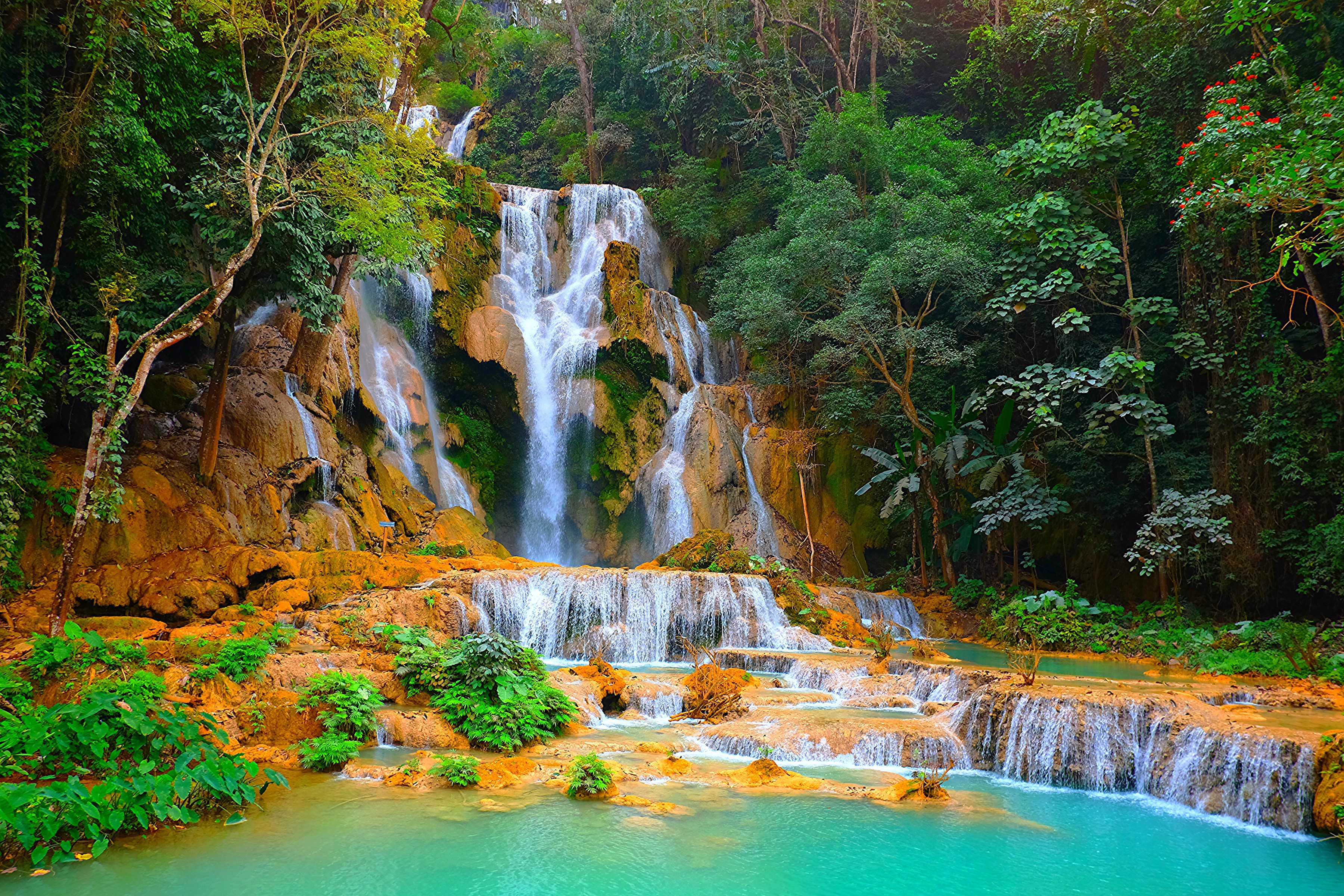 Kuang Si Waterfall in Laos HD Wallpaper