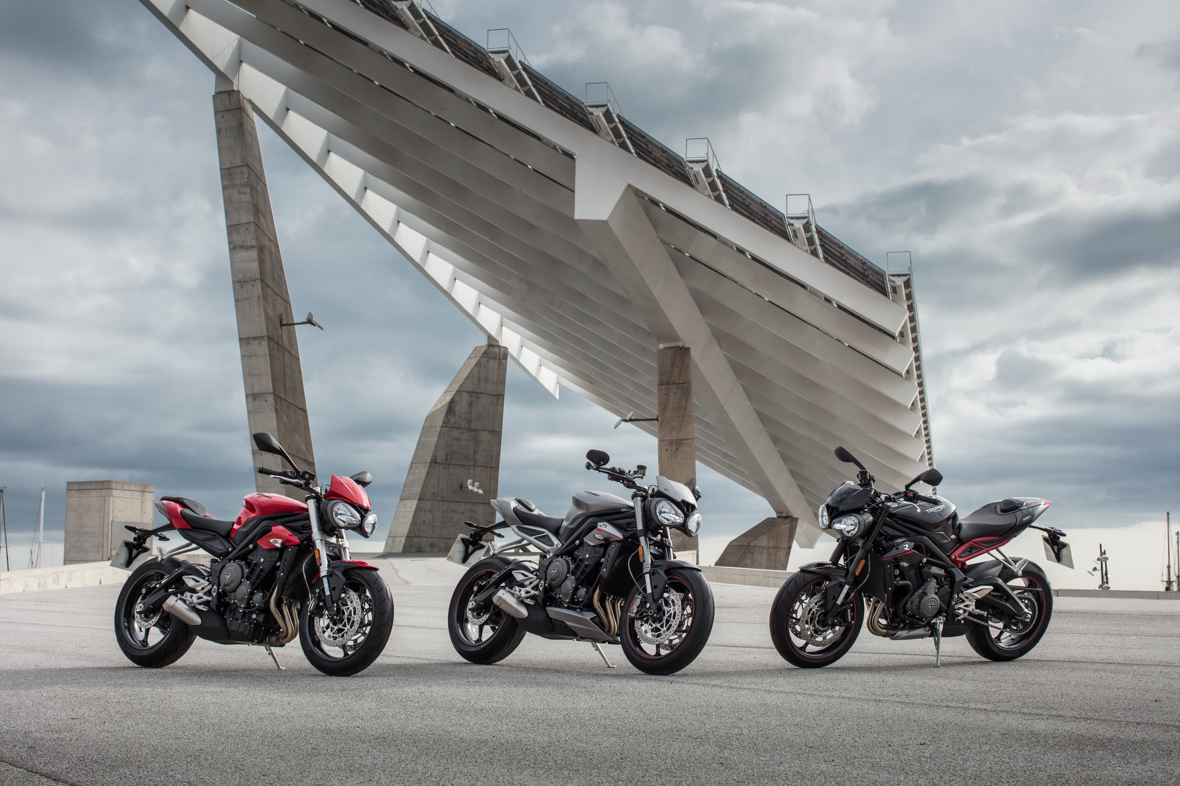 Three Triumph Street Triple motorcycles HD Wallpaper
