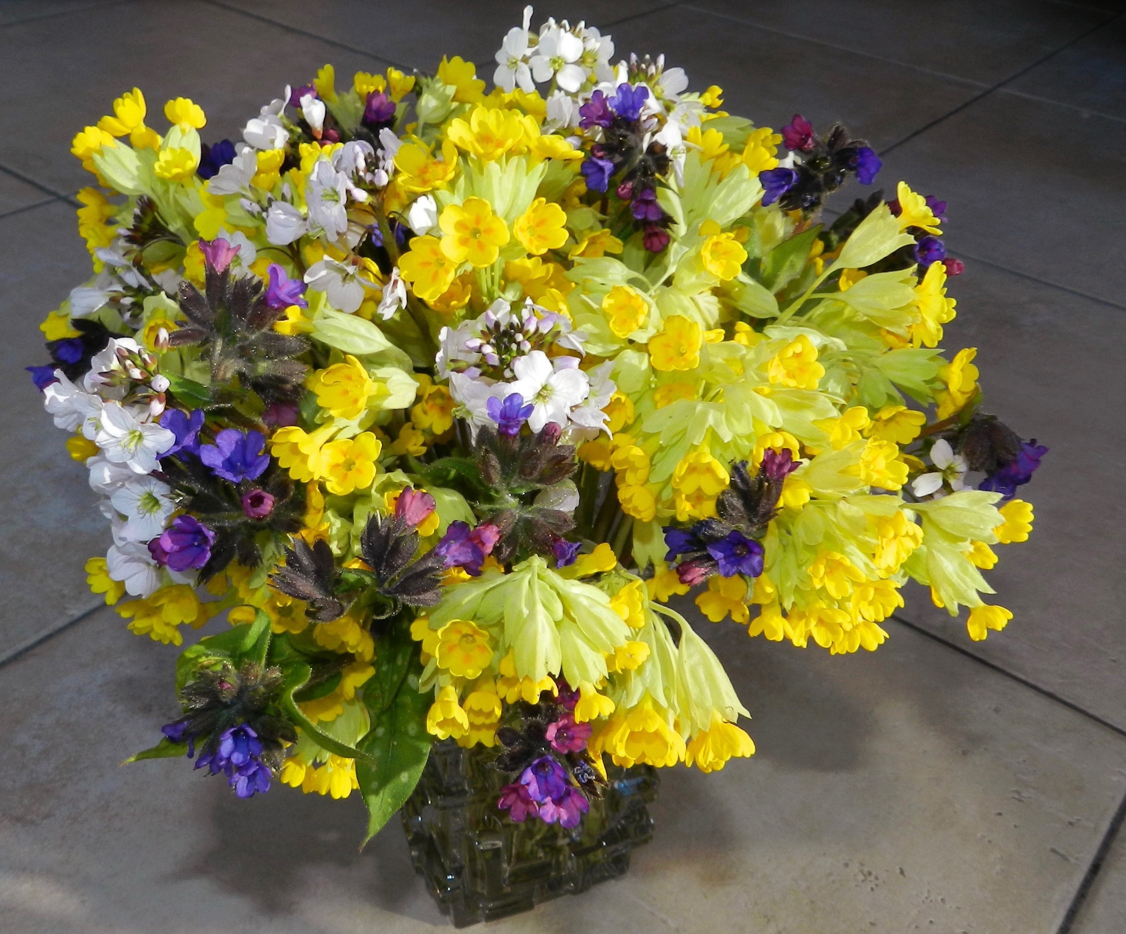 Bouquet of Cowslip and Lungwort flowers HD Wallpaper