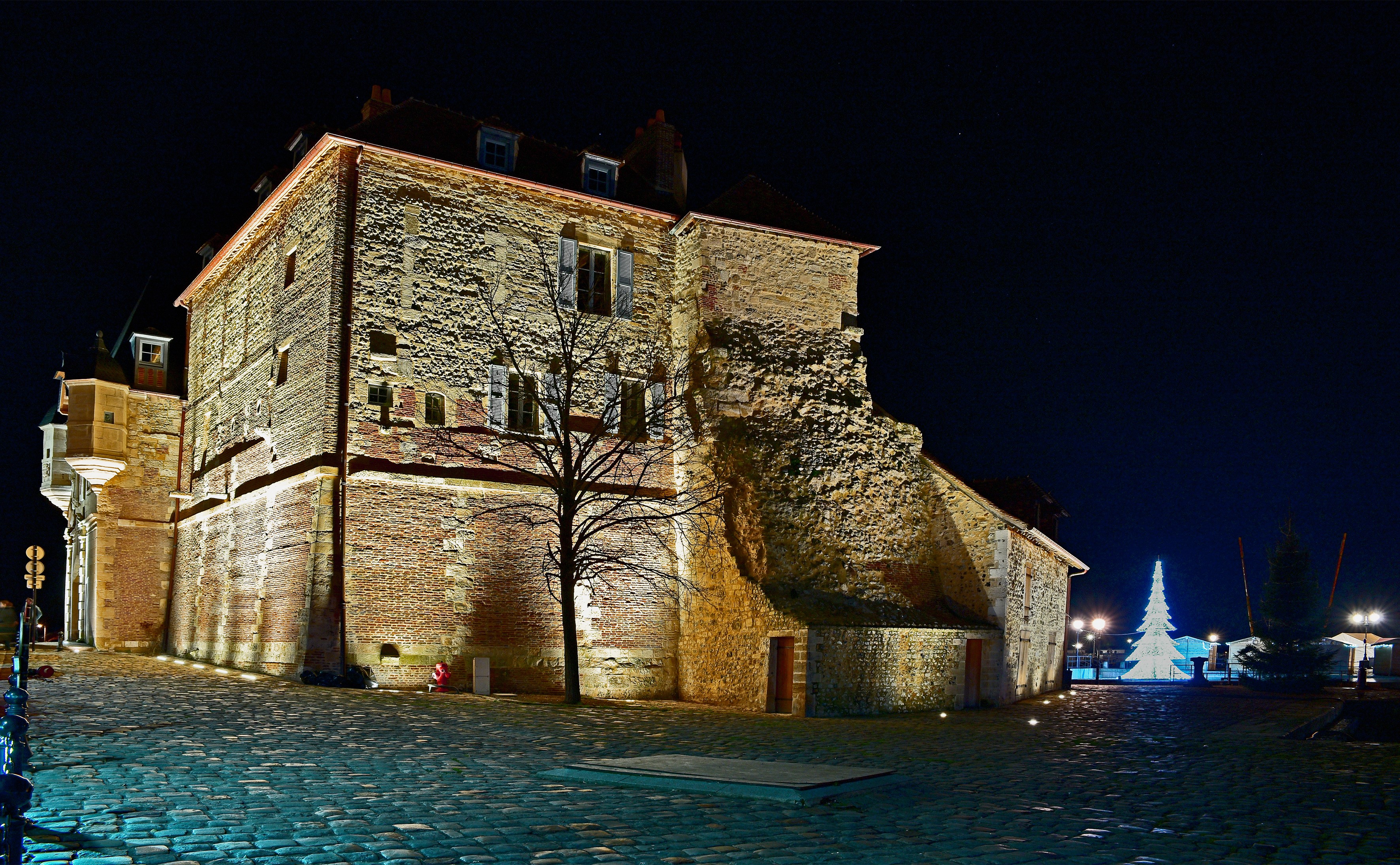 Castle in Honfleur, France at Night HD Wallpaper