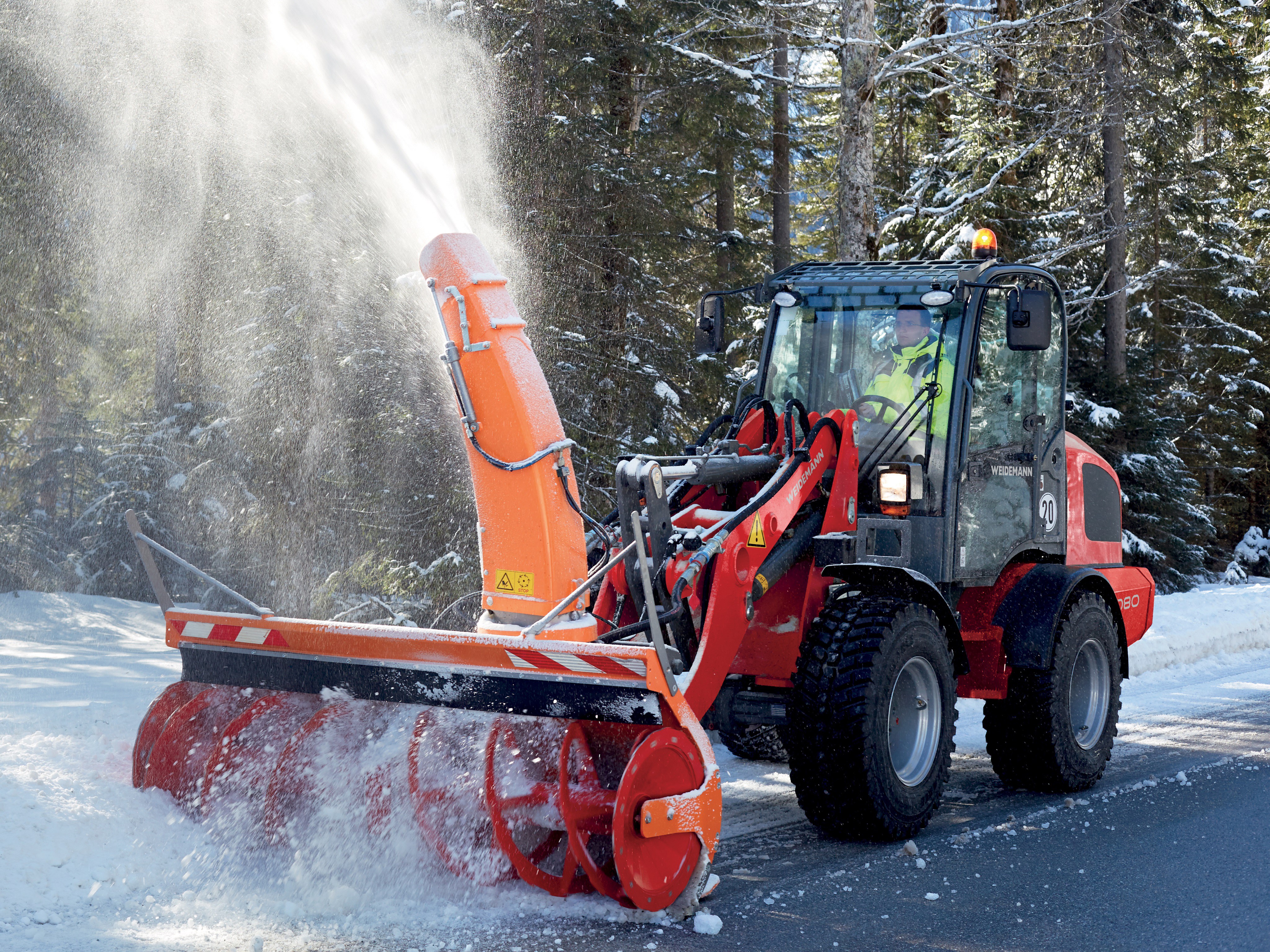 Weidemann 5080 tractor clearing snow HD Wallpaper