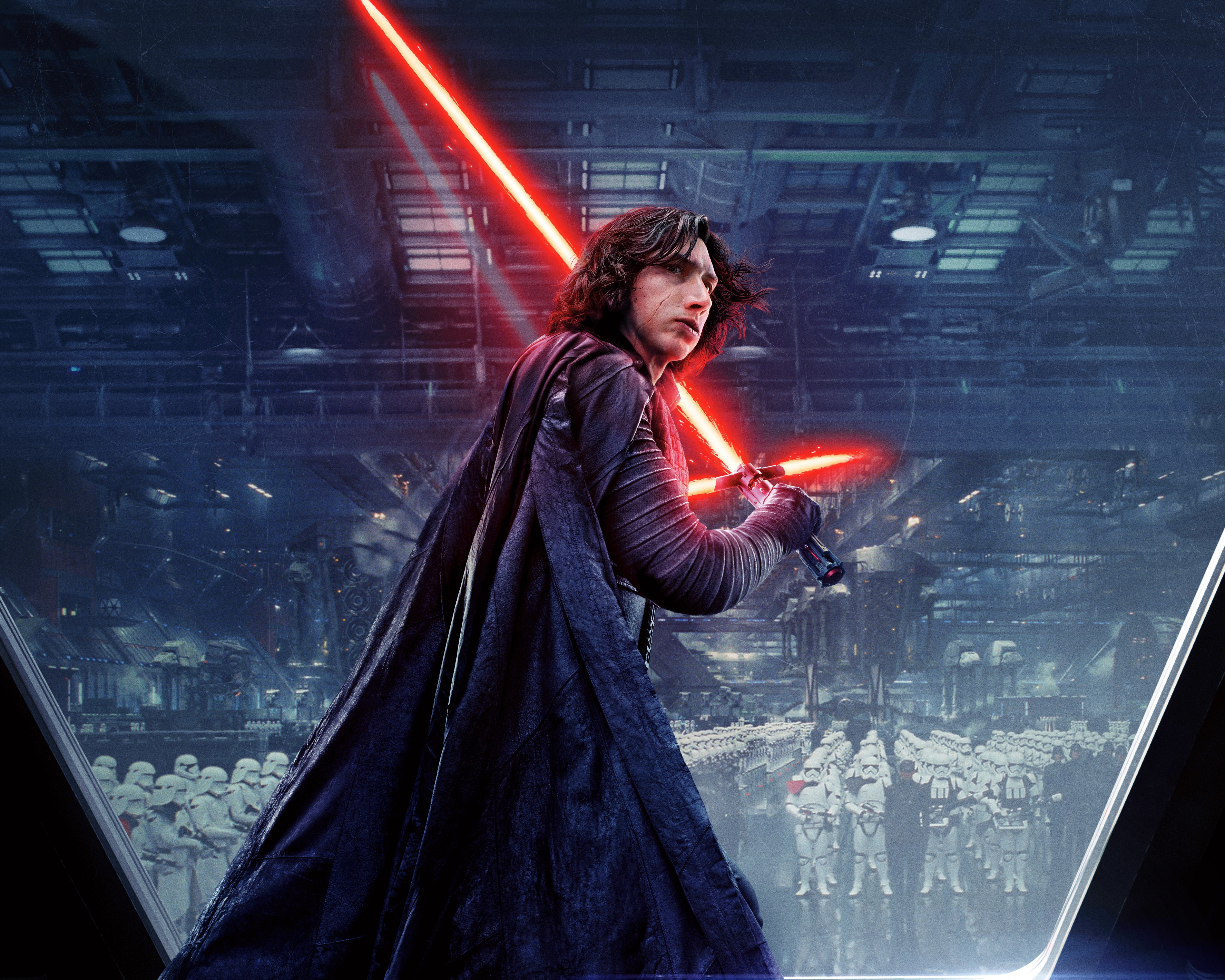 Kylo Ren from Star Wars: The Last Jedi with Lightsaber HD Wallpaper