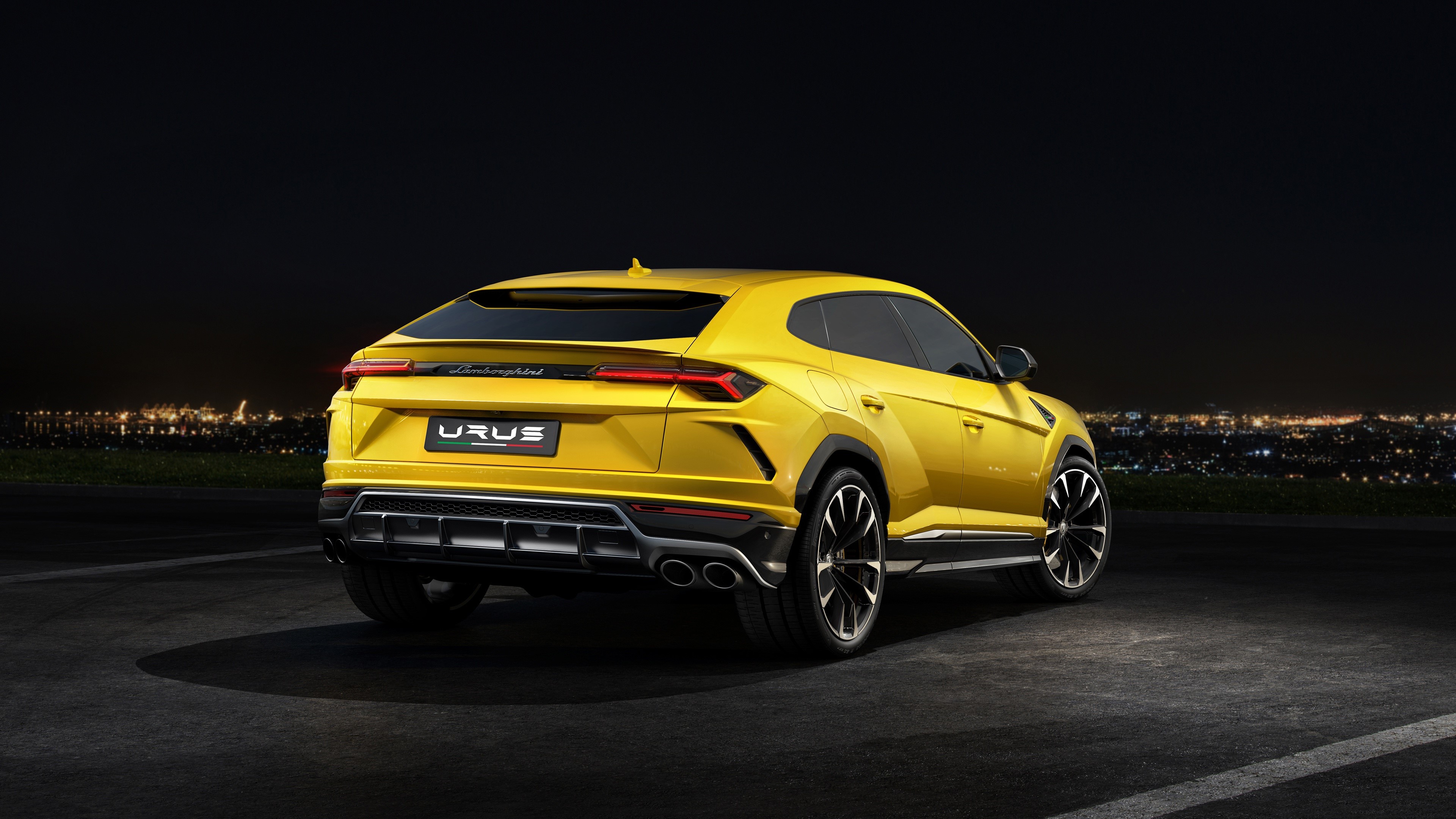 Yellow Lamborghini Urus 2018 Back View HD Wallpaper