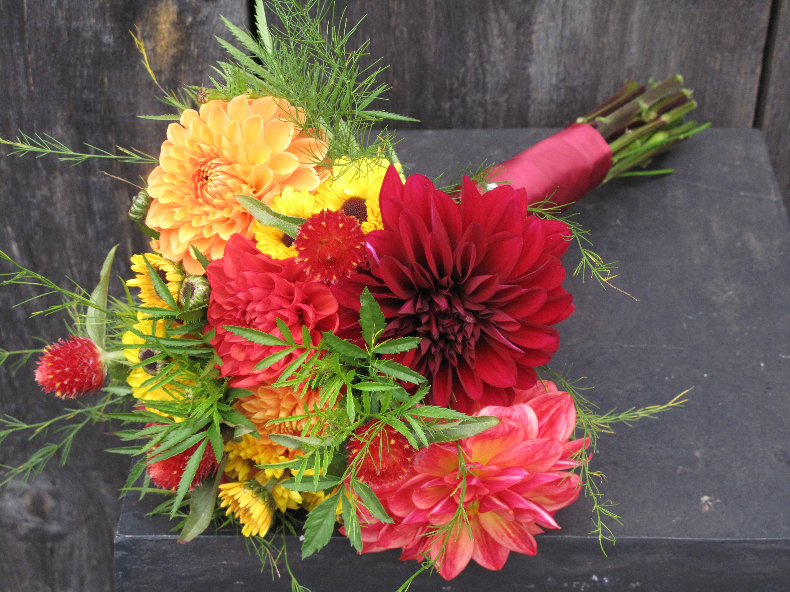 Bouquet of Dahlias and Sunflowers HD Wallpaper