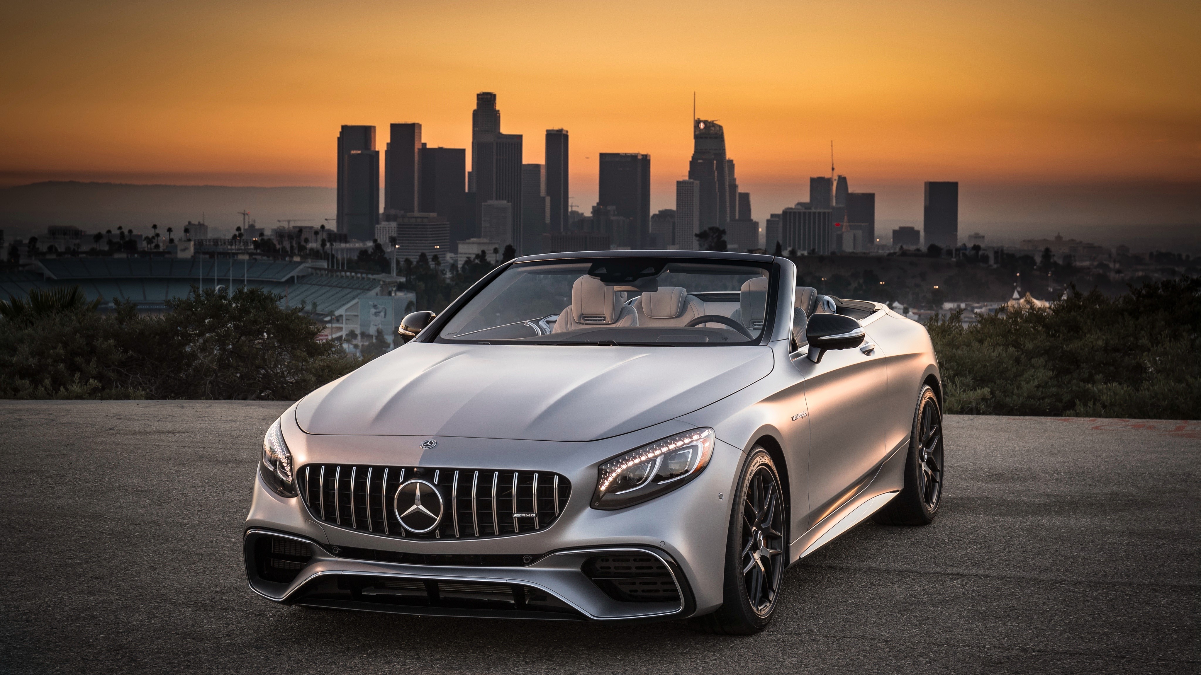 4K Mercedes-Benz S63 4MATIC 2018 AMG Silver Cabriolet HD Wallpaper