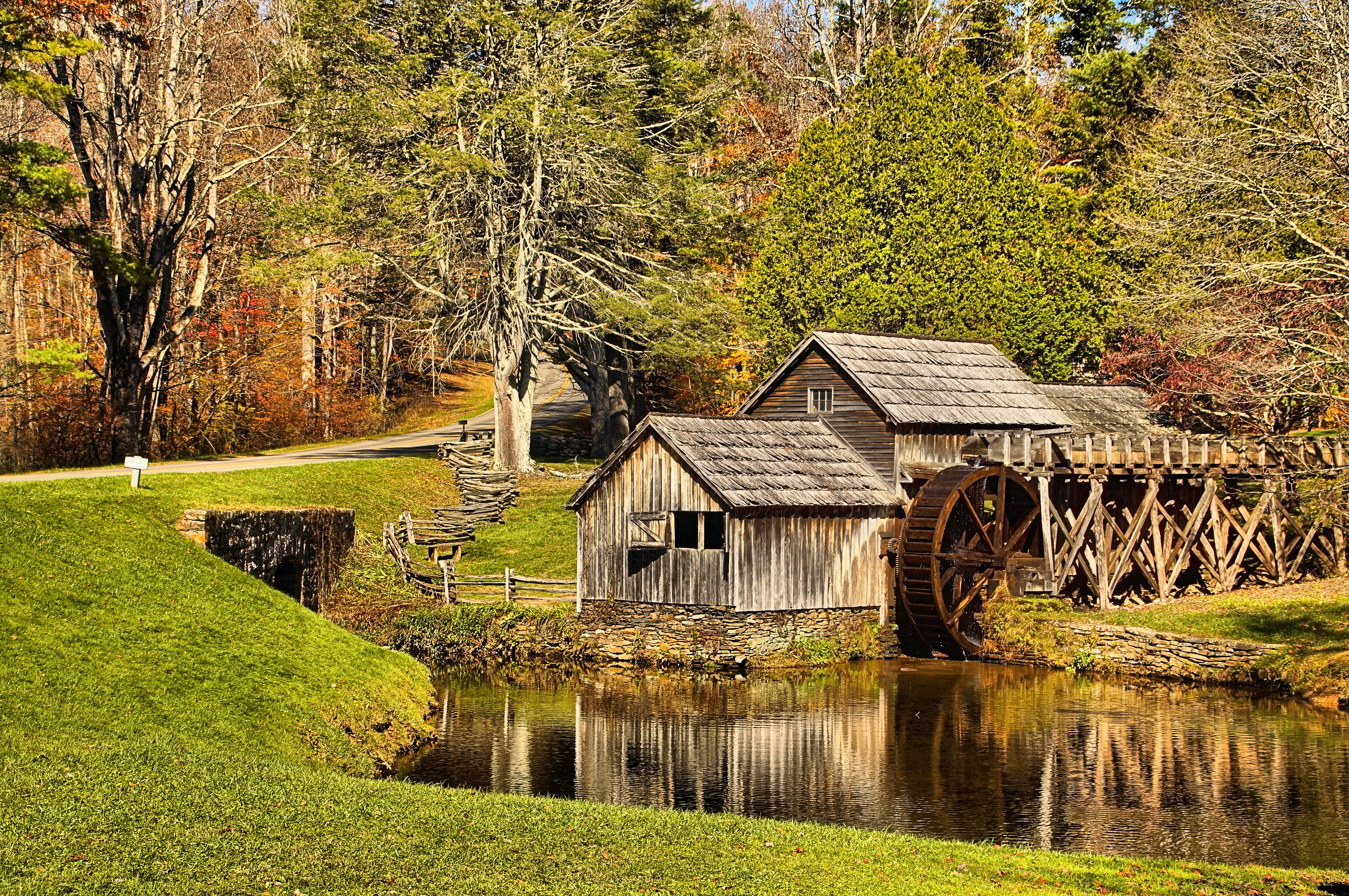Mabry Mill in Virginia during Autumn HD Wallpaper