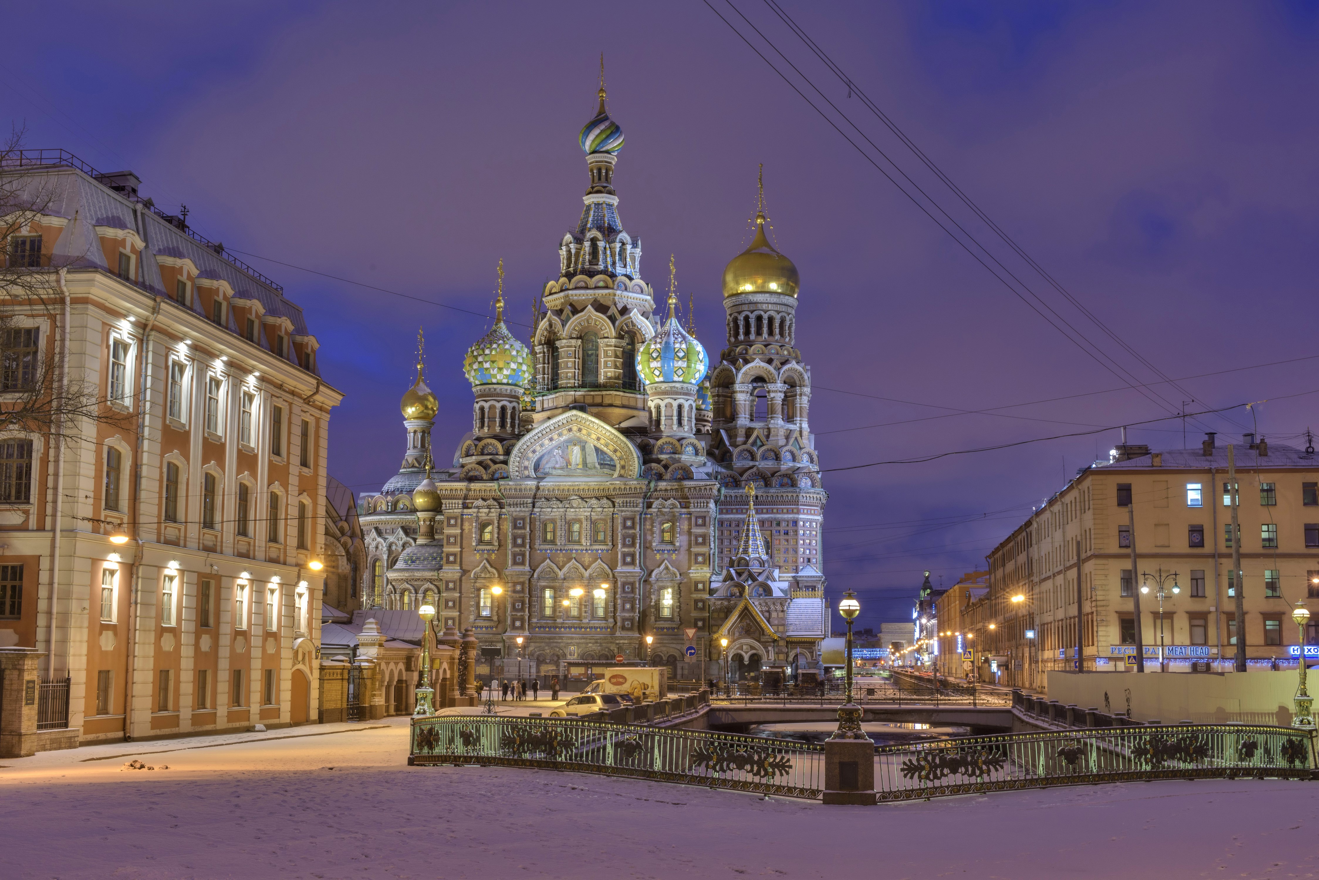 Church of the Savior on Spilled Blood in St. Petersburg, Russia at night HD Wallpaper
