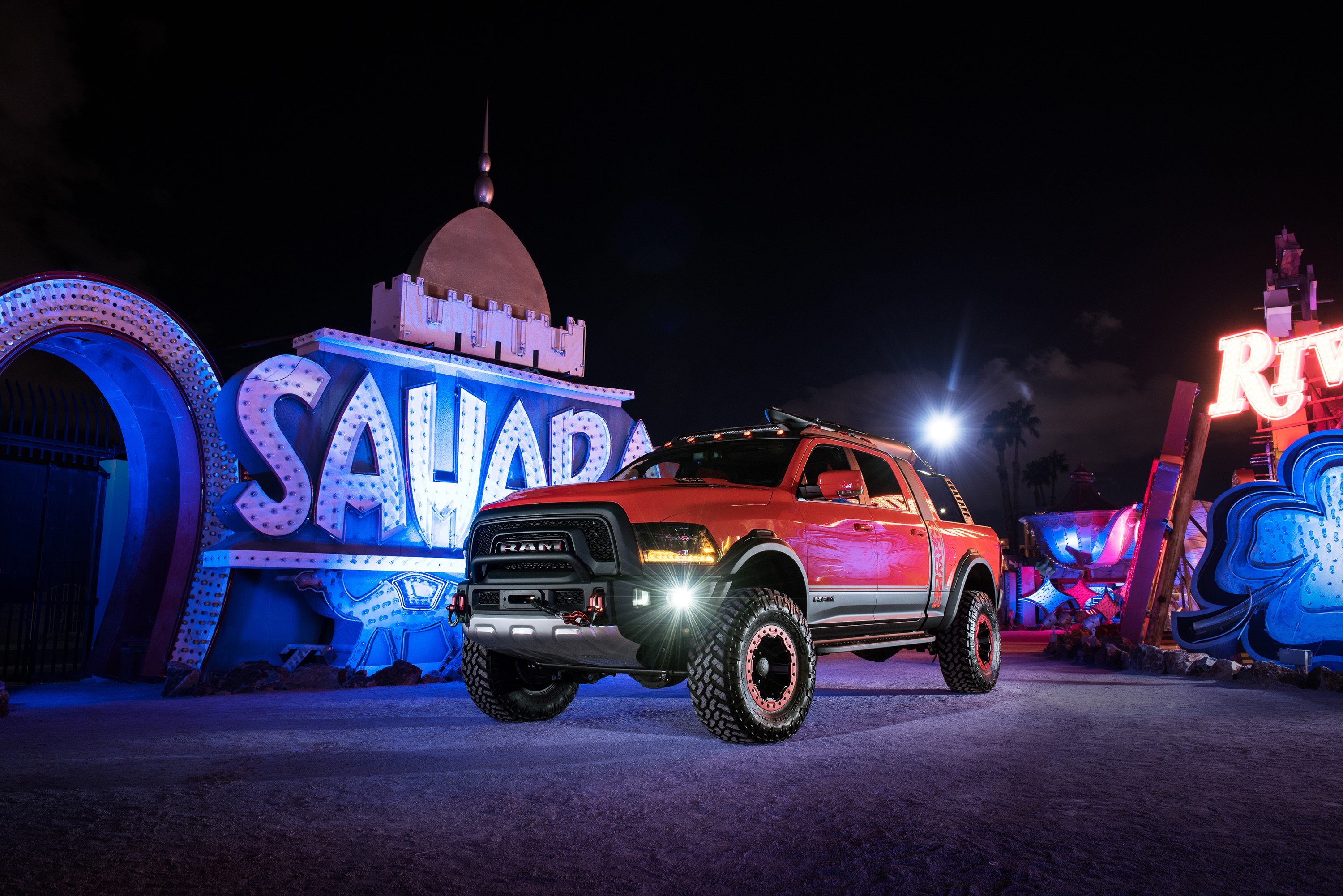 Red Ram Macho Power Wagon at Sahara Las Vegas HD Wallpaper