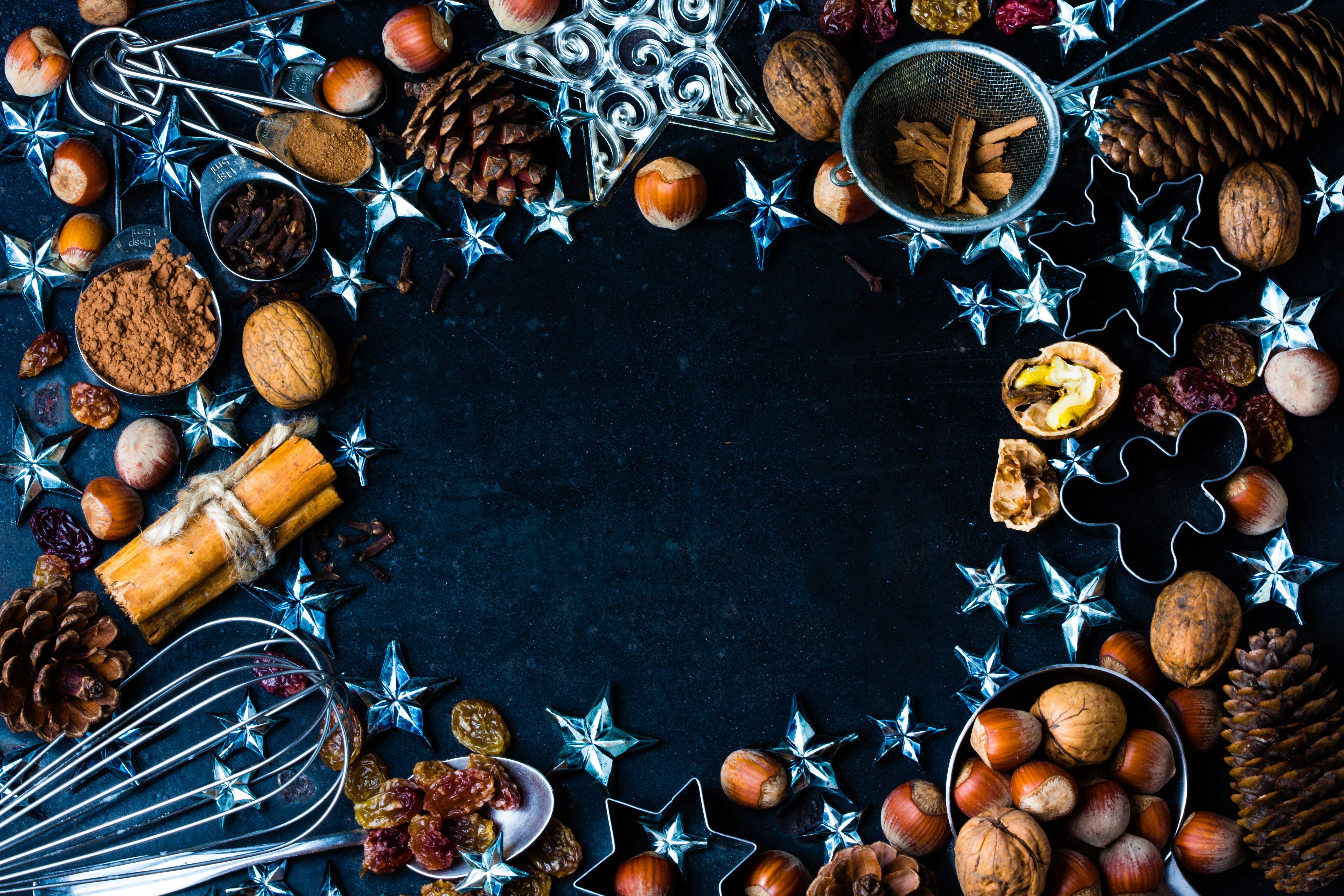 Christmas baking ingredients and decorations HD Wallpaper