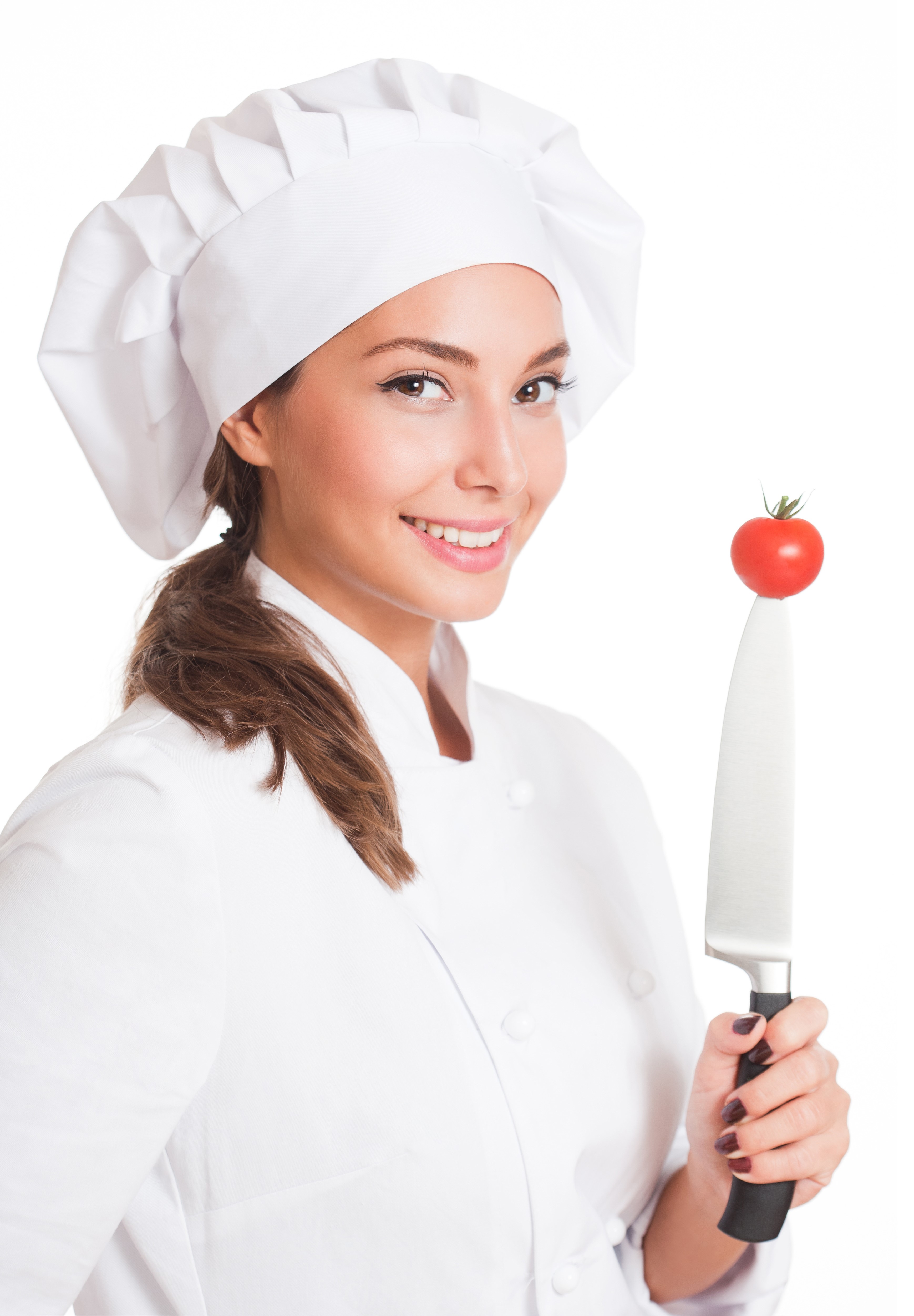Chef with knife and tomato HD Phone Wallpaper