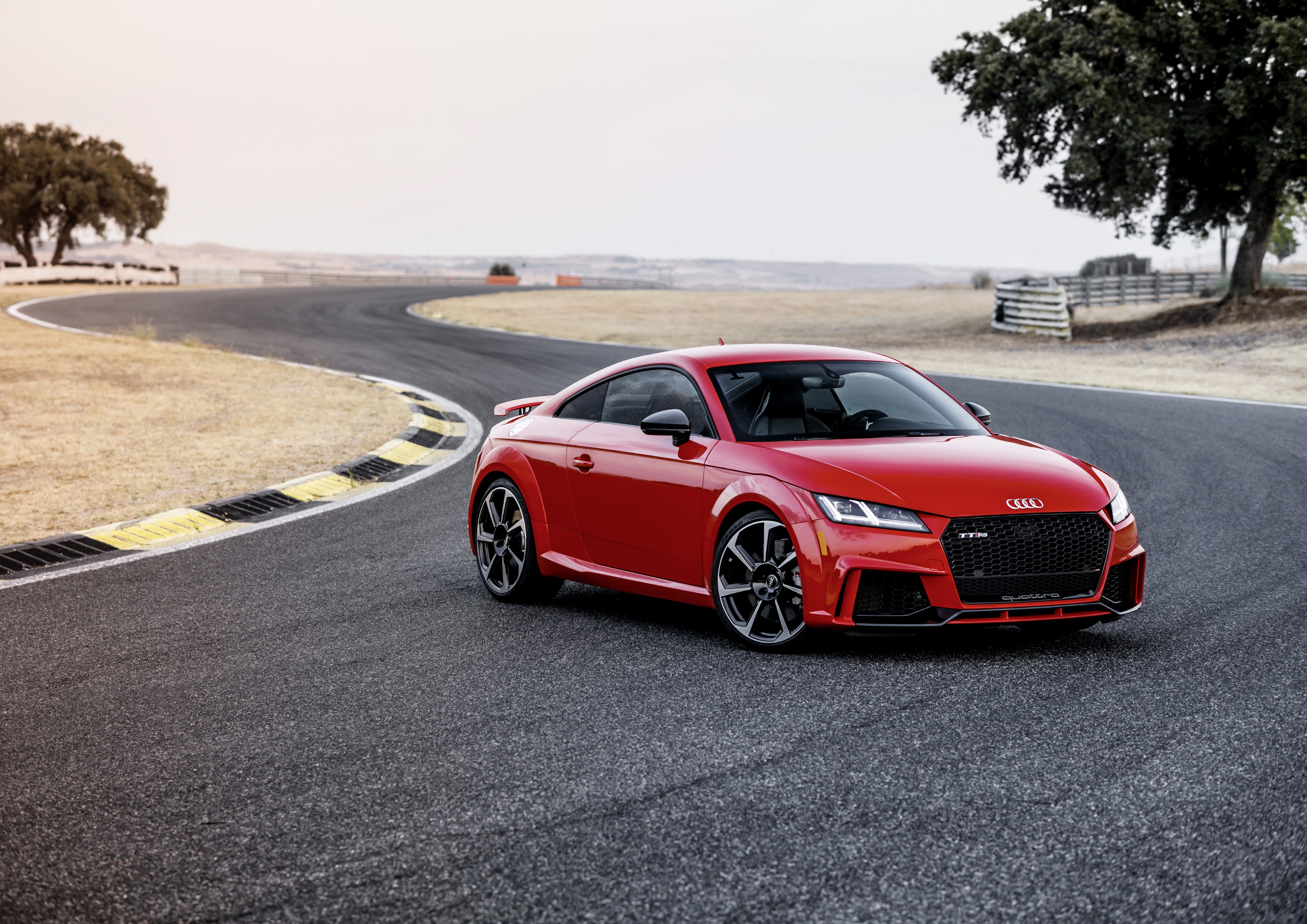 Red Audi TT RS on a Race Track HD Wallpaper