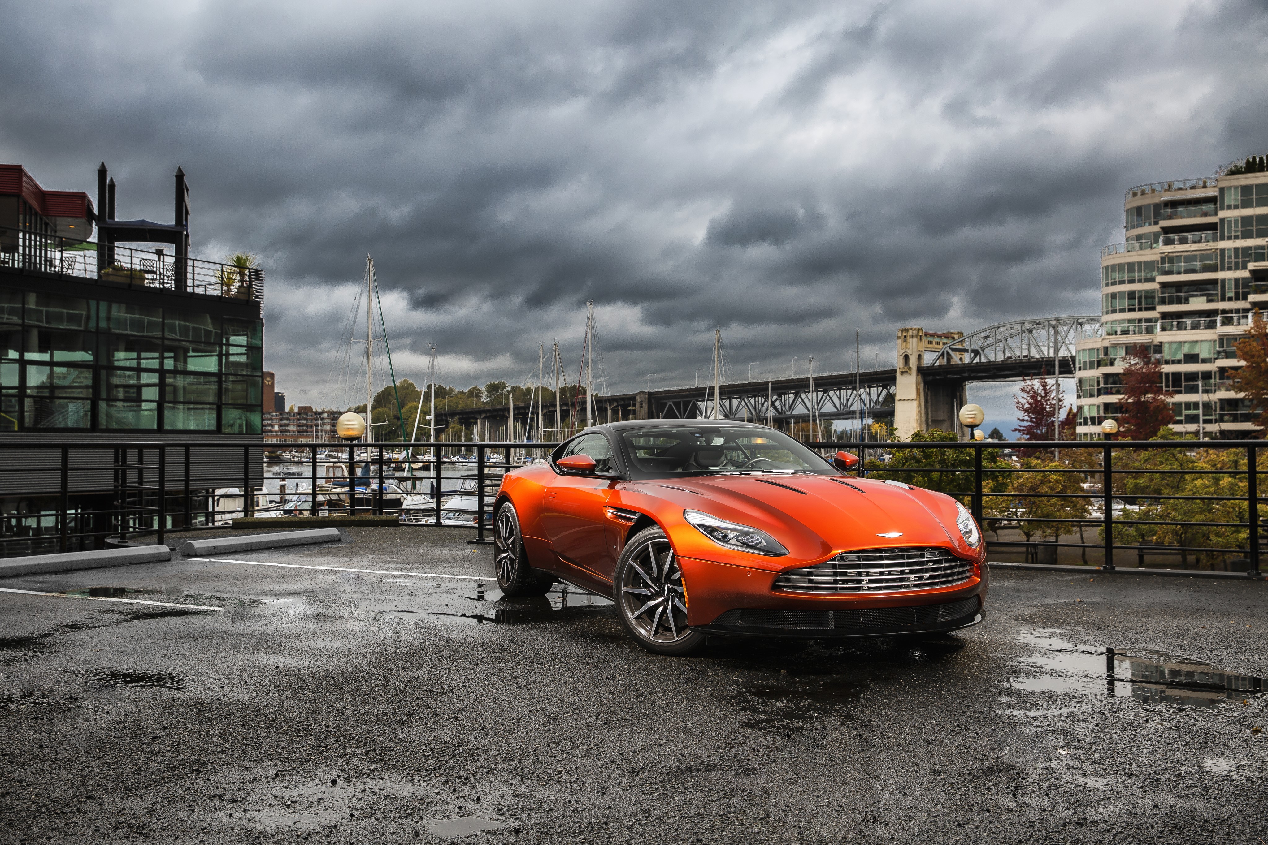 Orange 2017 Aston Martin DB11 HD Wallpaper