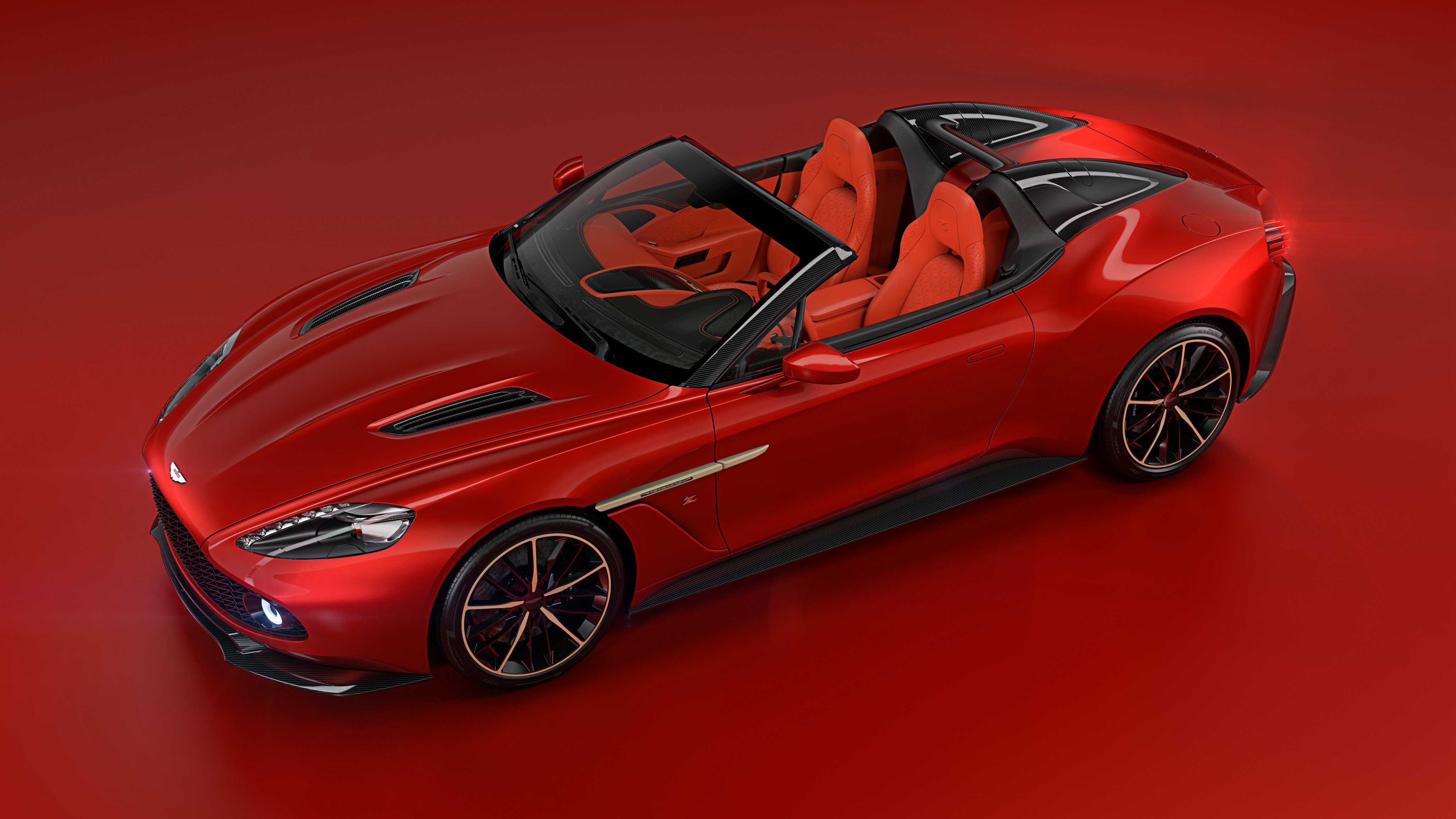 Red Aston Martin Vanquish Zagato Speedster Cabriolet HD Wallpaper