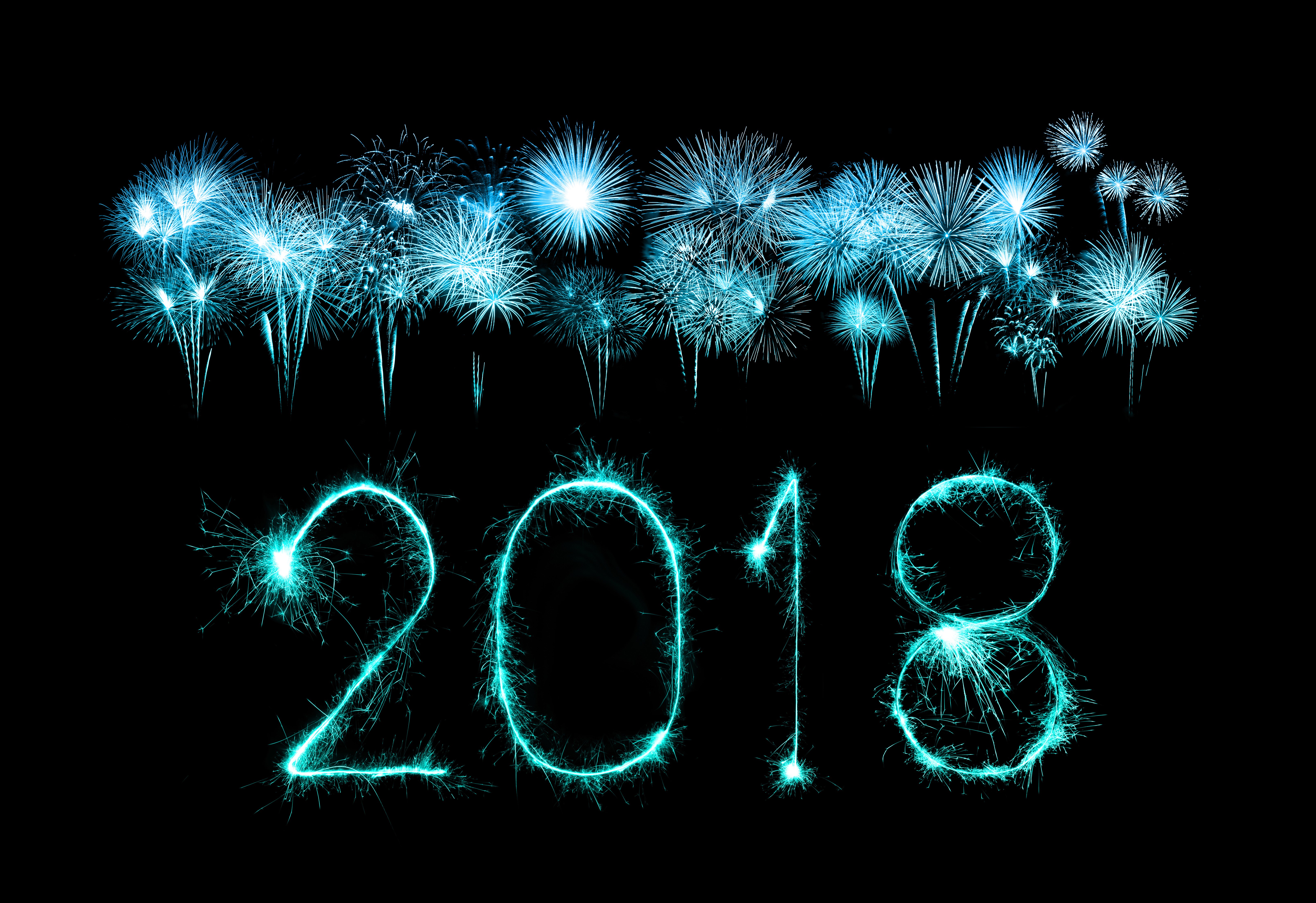 2018 New Year Fireworks Sparklers HD Wallpaper
