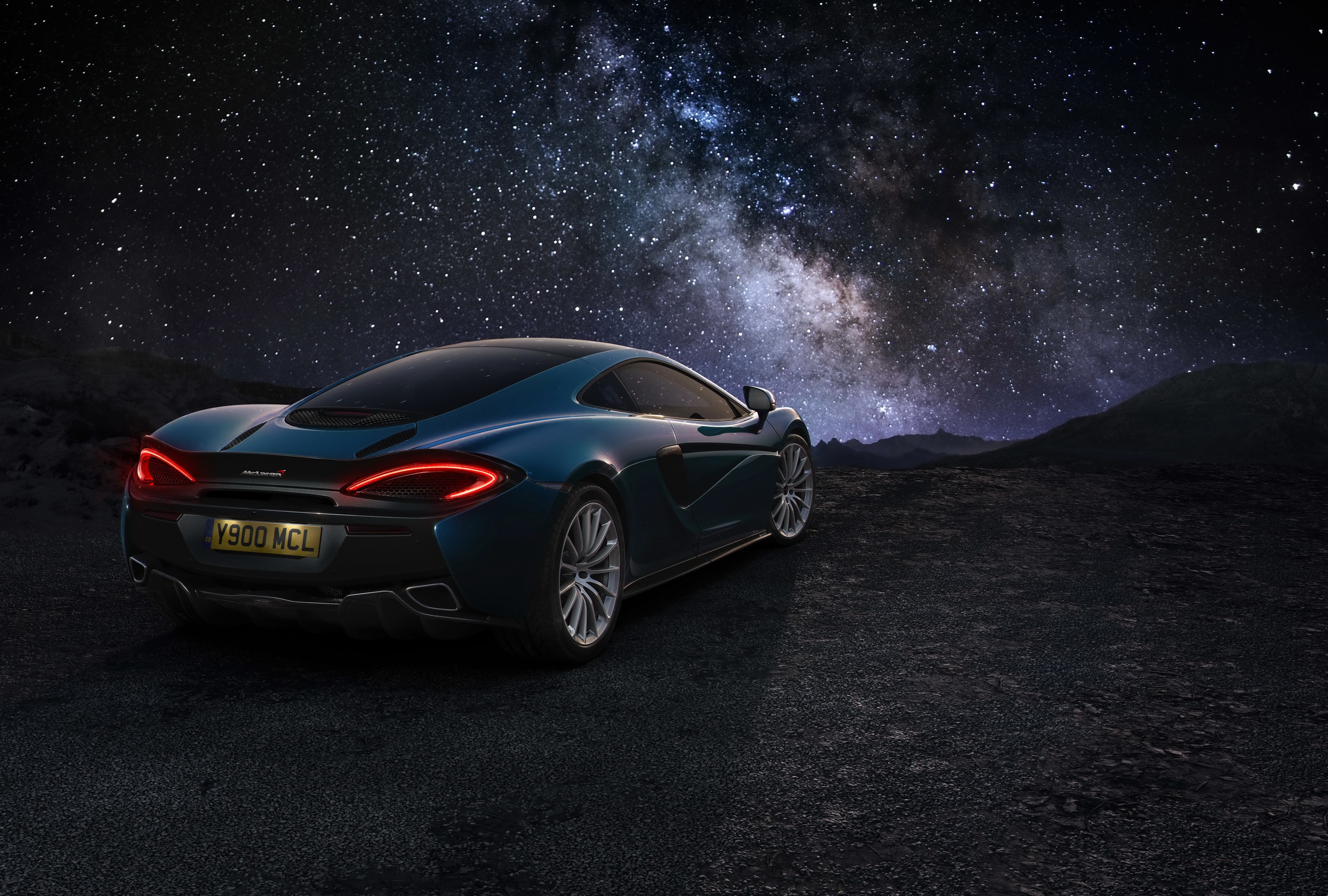 4K McLaren 570GT Blue Back View HD Wallpaper
