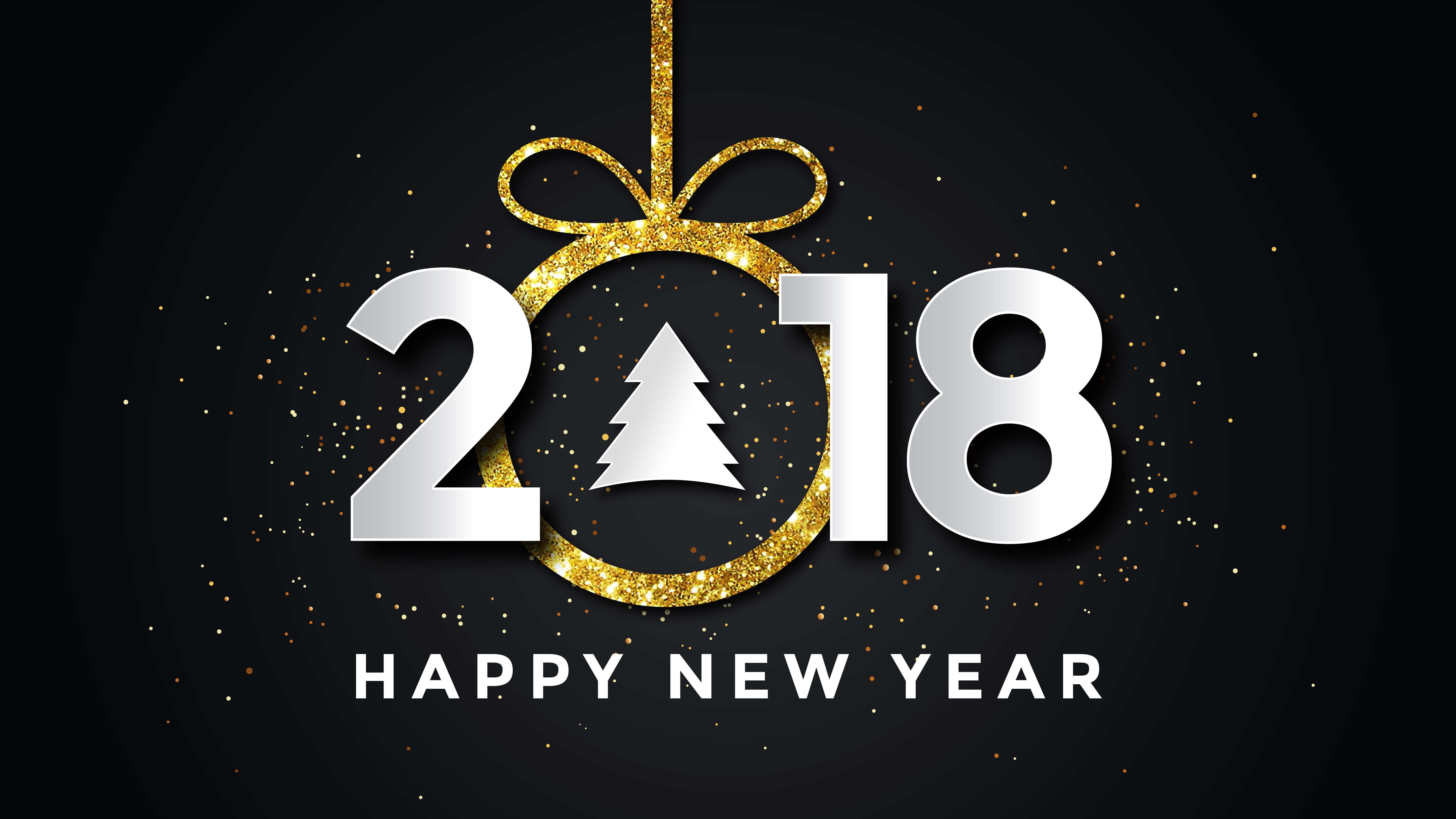 Happy New Year 2018 Christmas Tree HD Wallpaper