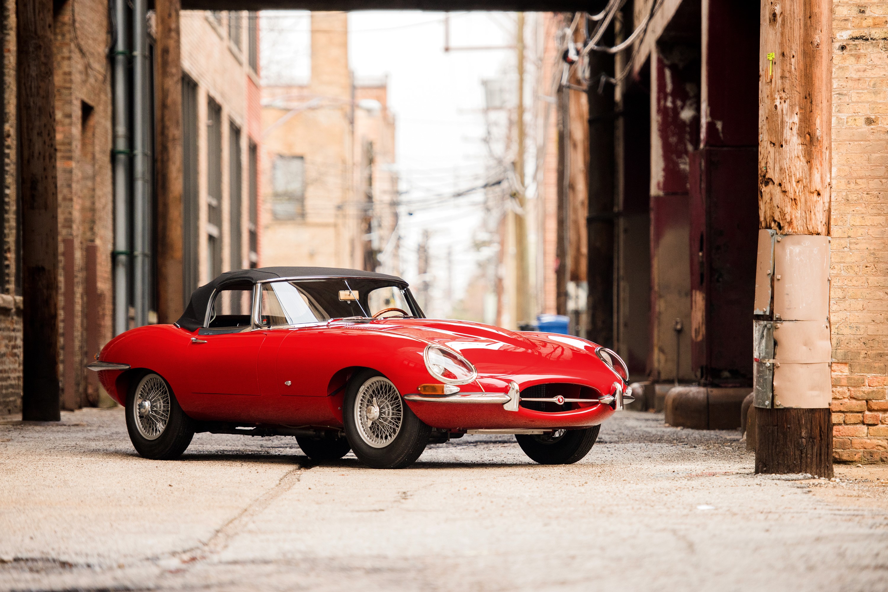 Red Jaguar E-Type 3.8-Litre Open Two Seater HD Wallpaper