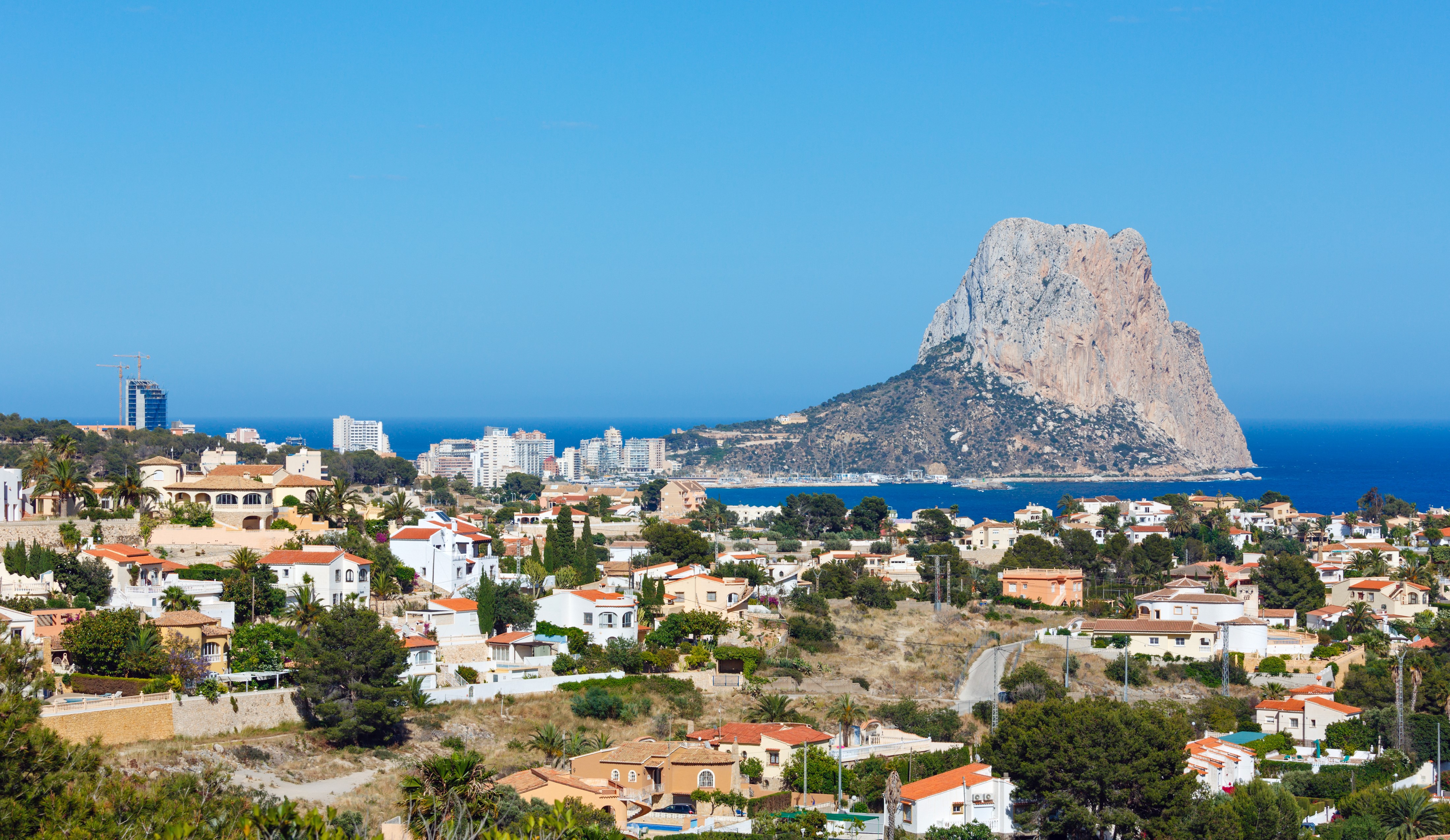 Houses and Crag on Costa Blanca, Spain HD Wallpaper