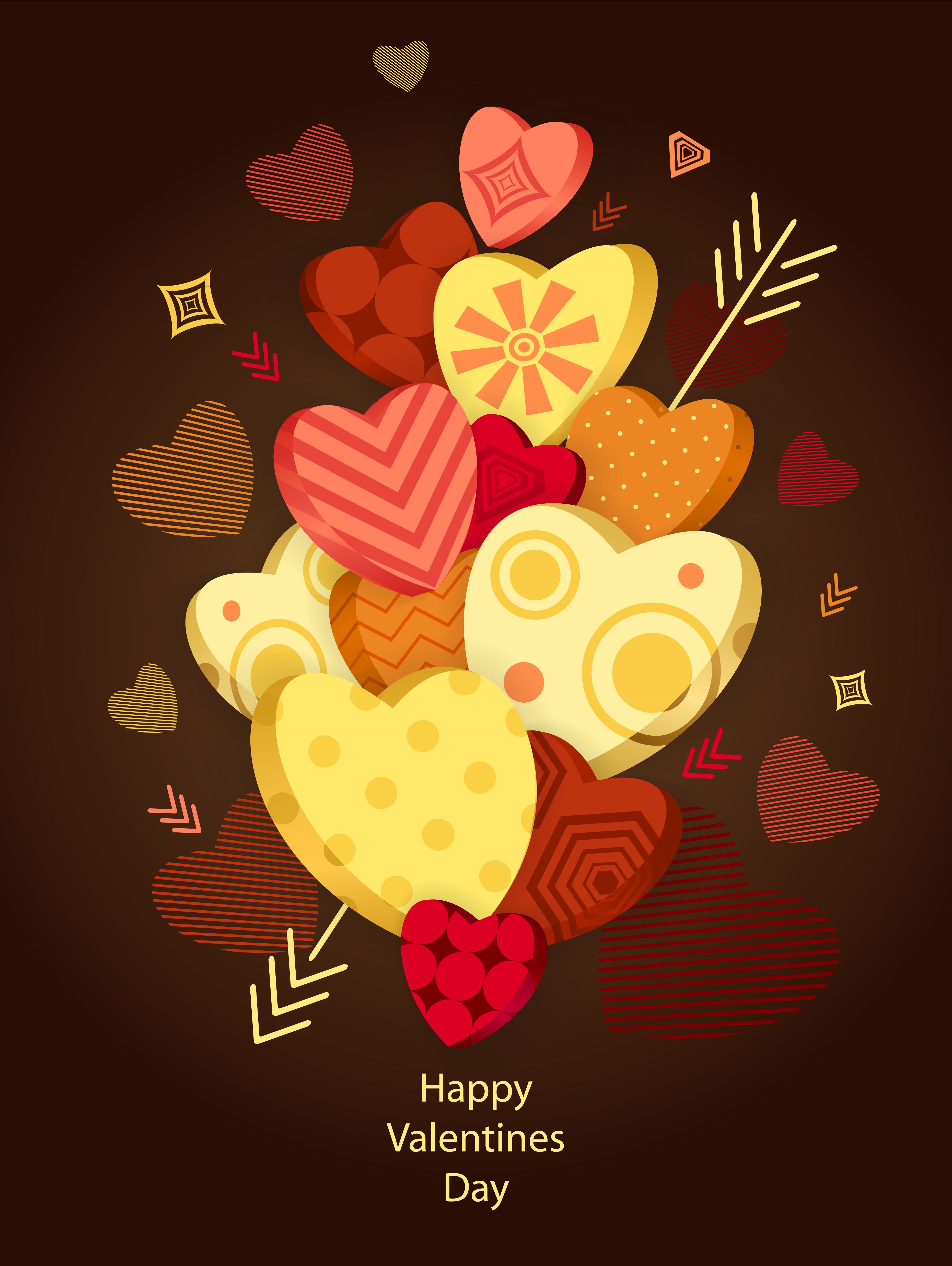 Happy Valentines Day hearts illustration HD Phone Wallpaper