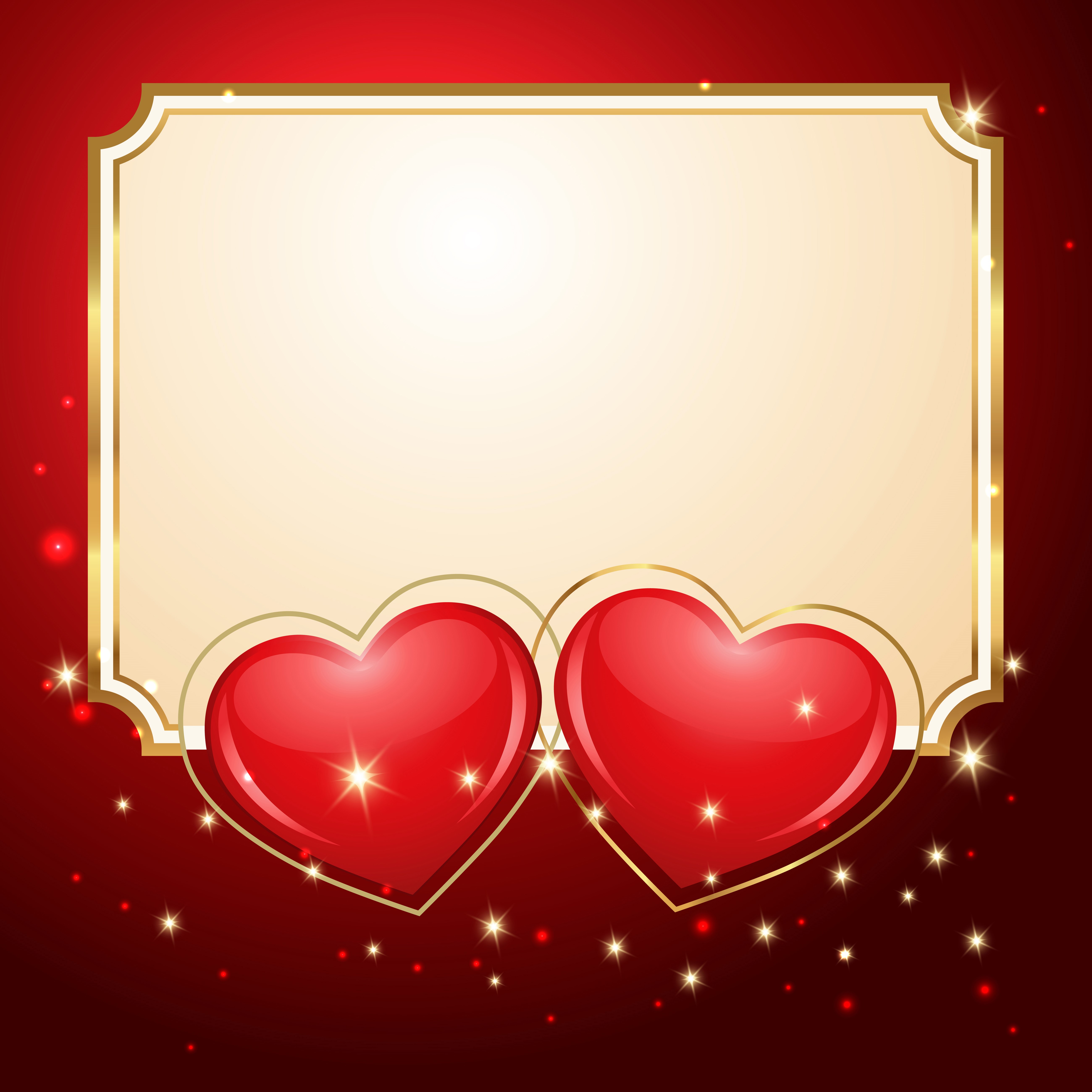 Valentine's Day Template Greeting Card with Two Hearts HD Wallpaper