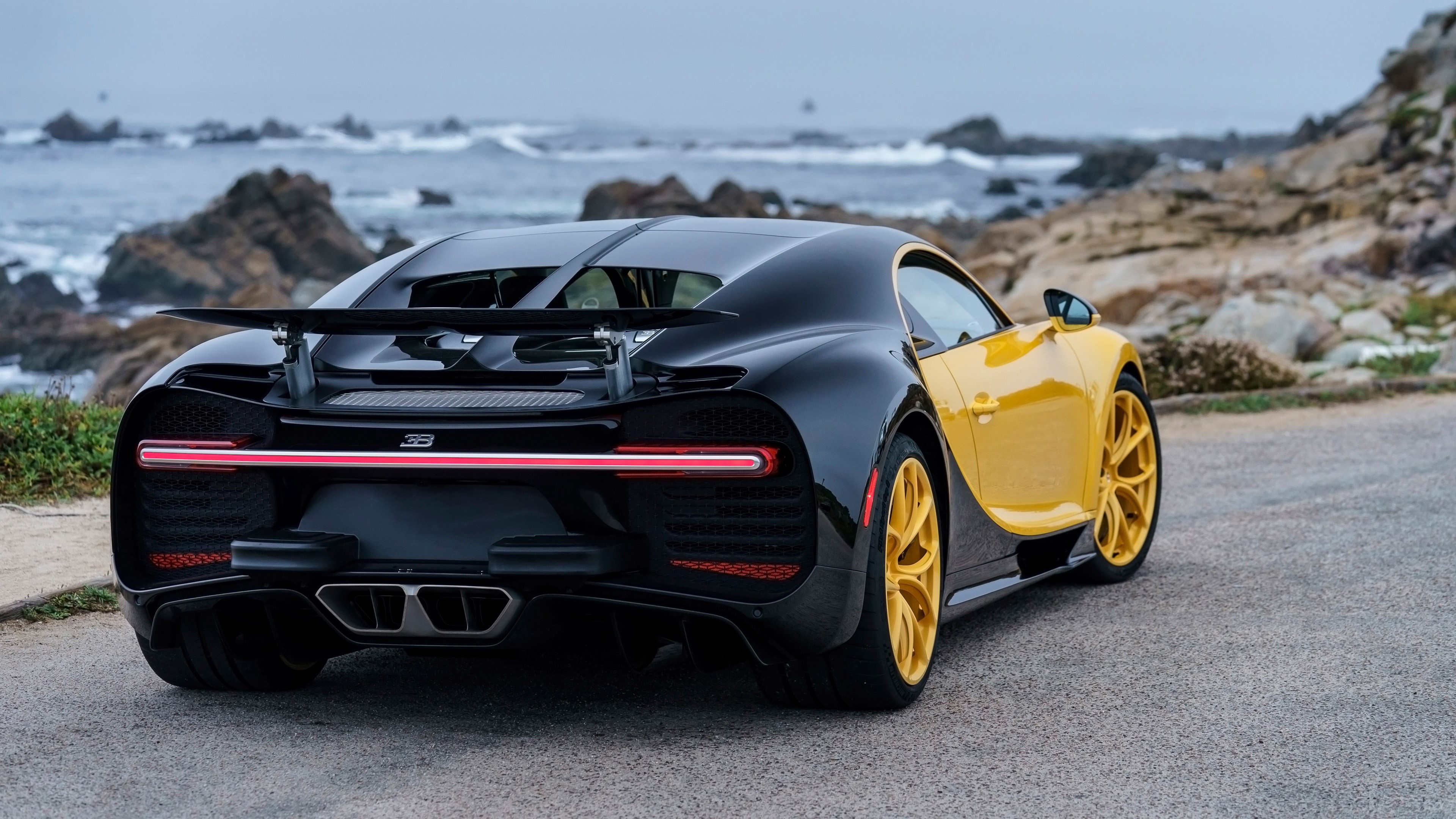 Bugatti Chiron 2018 Yellow Back View HD Wallpaper