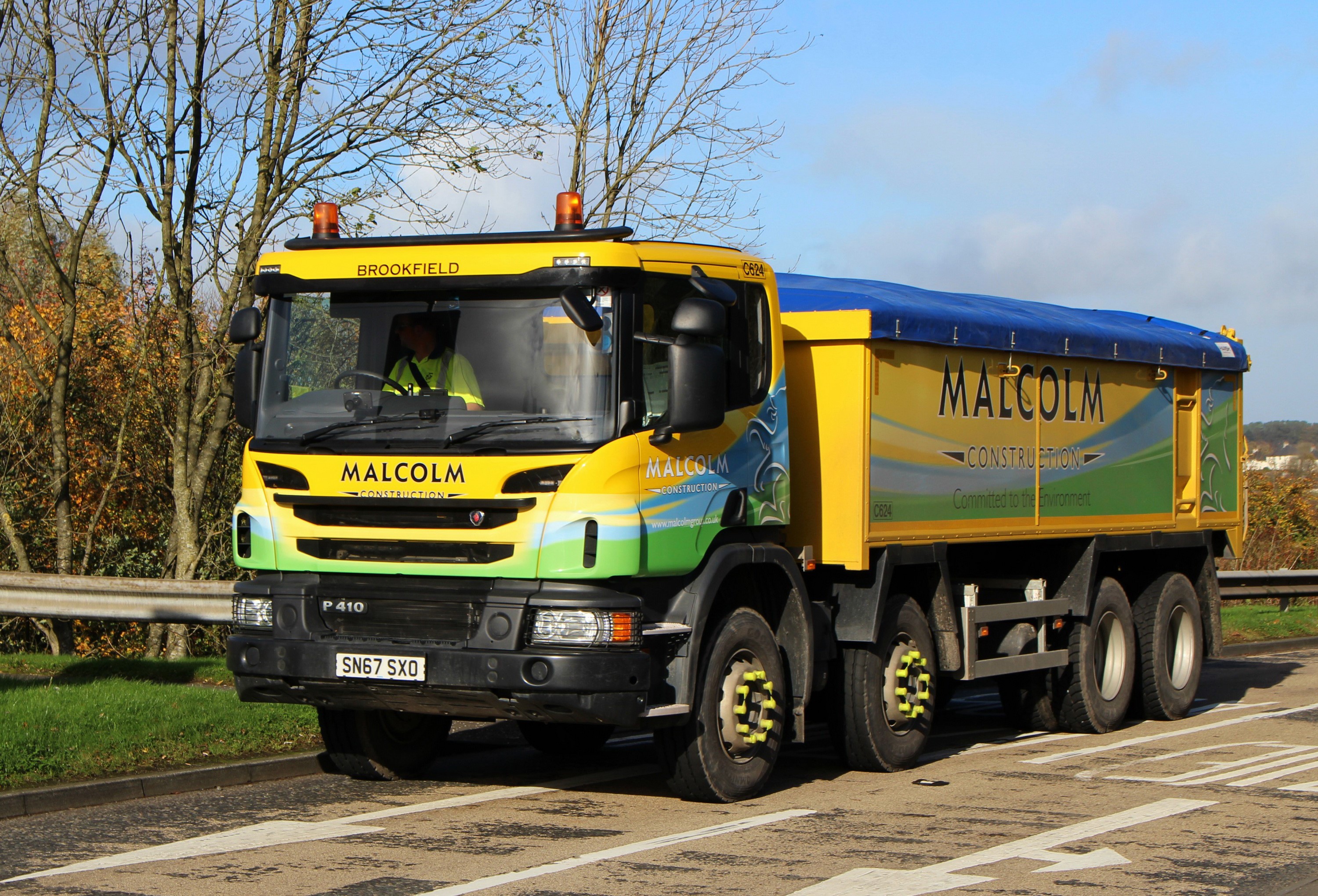 Malcolm Construction Scania P410 Tipper Truck SN67SXO HD Wallpaper