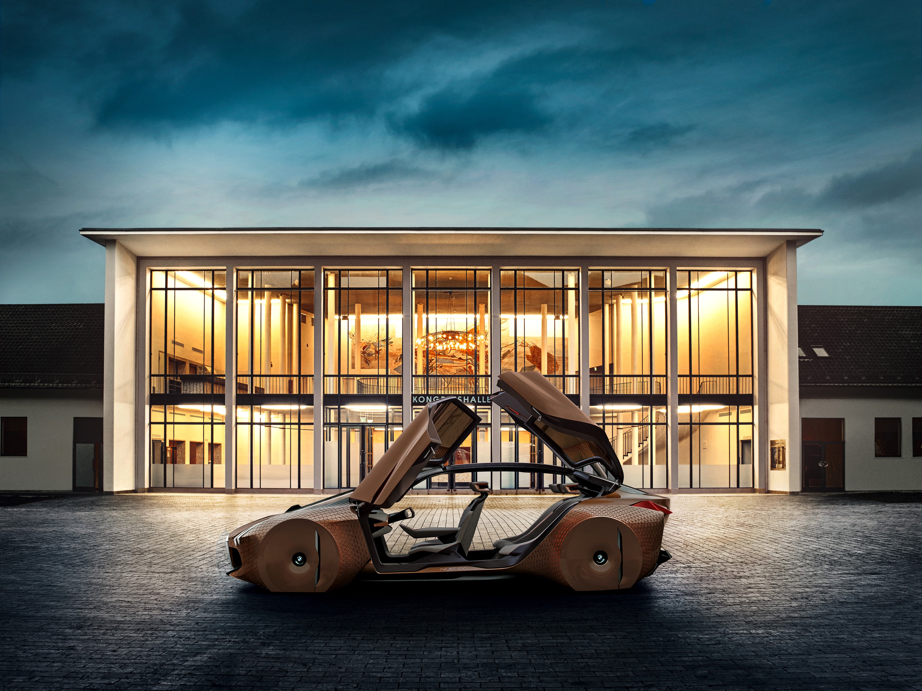 BMW Vision Next 100 concept car with doors open HD Wallpaper