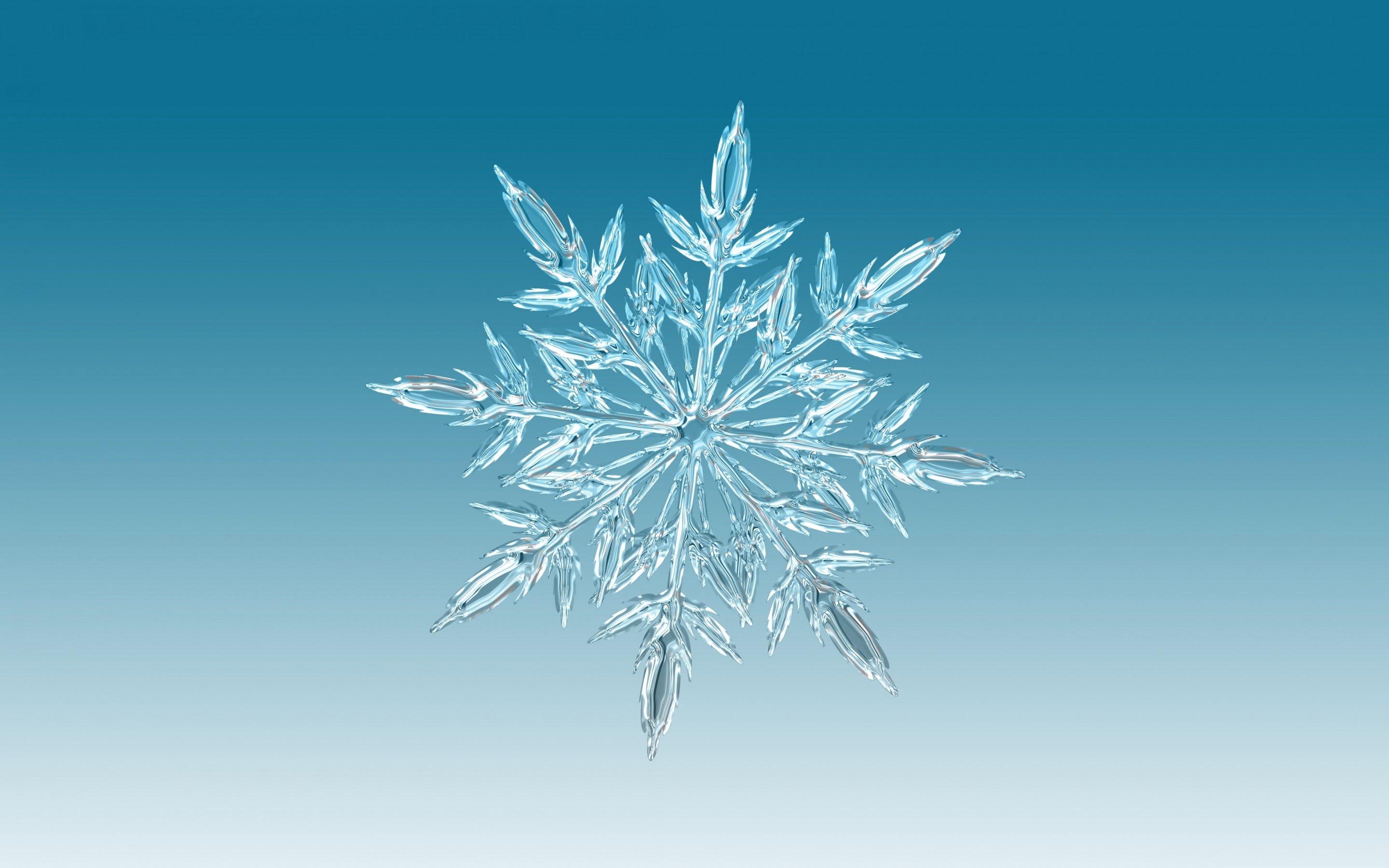 A detailed snowflake on a blue gradient background HD Wallpaper