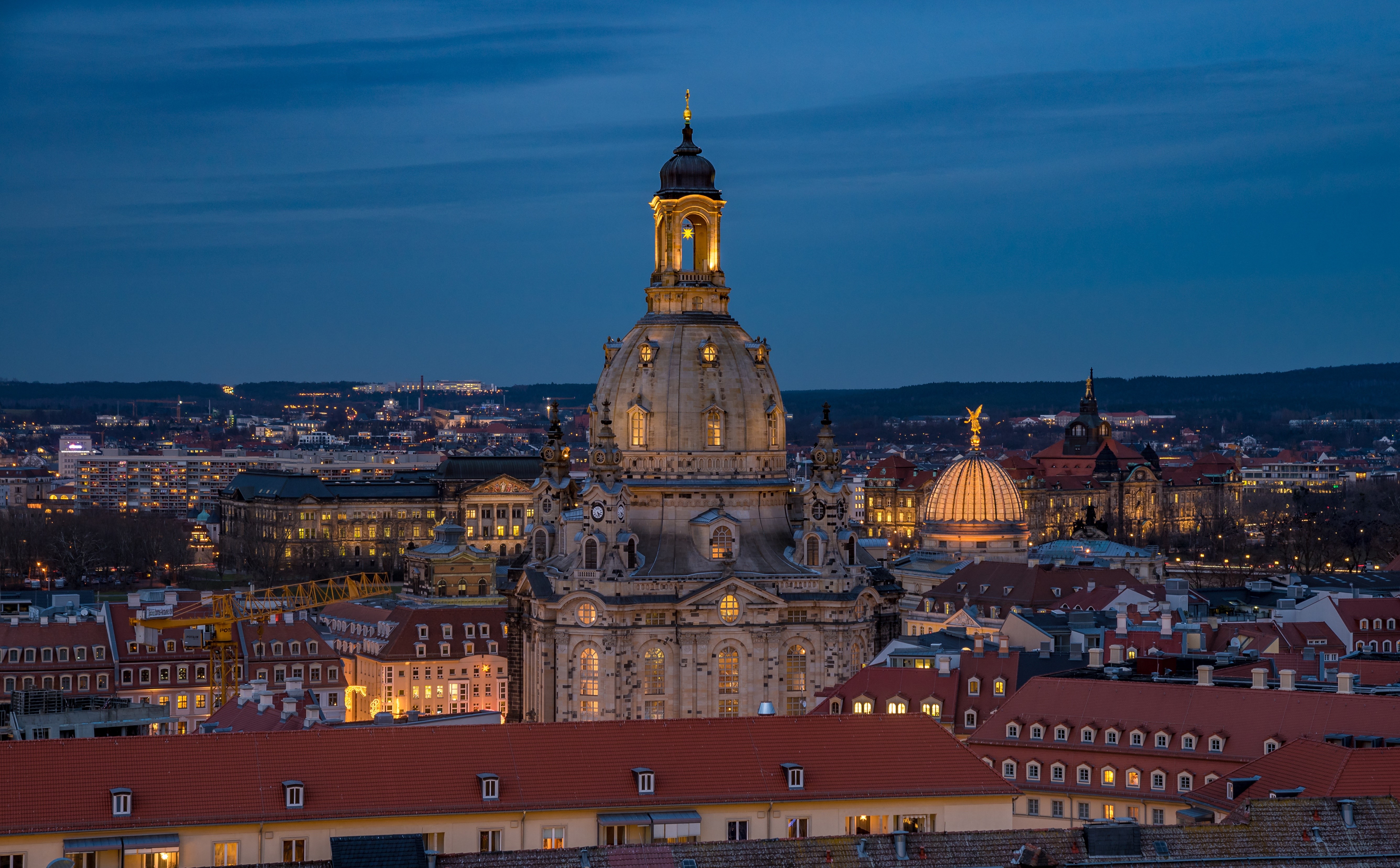 Frauenkirche in Dresden, Germany at Dusk HD Wallpaper