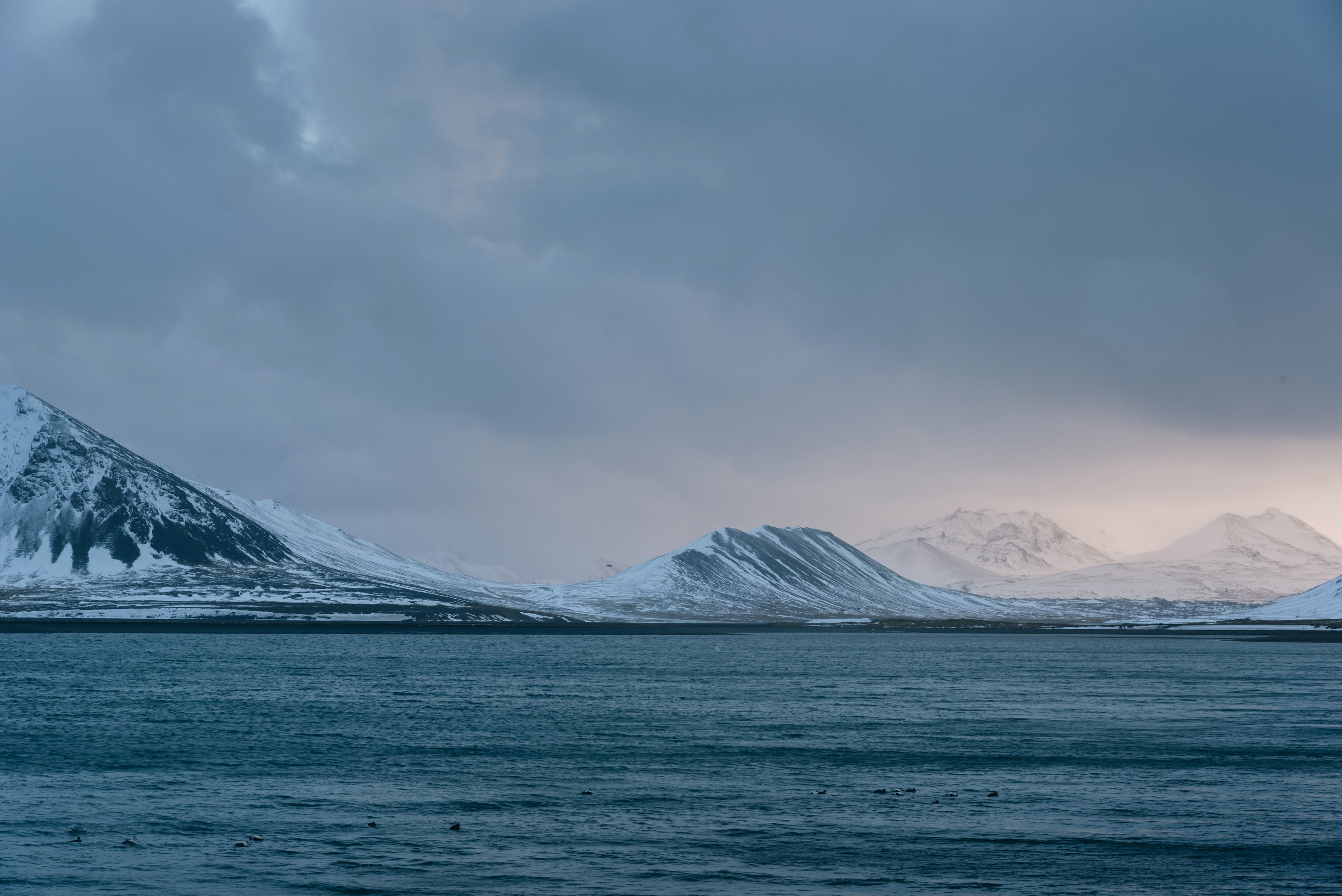 4K Iceland Winter Mountains and Water HD Wallpaper