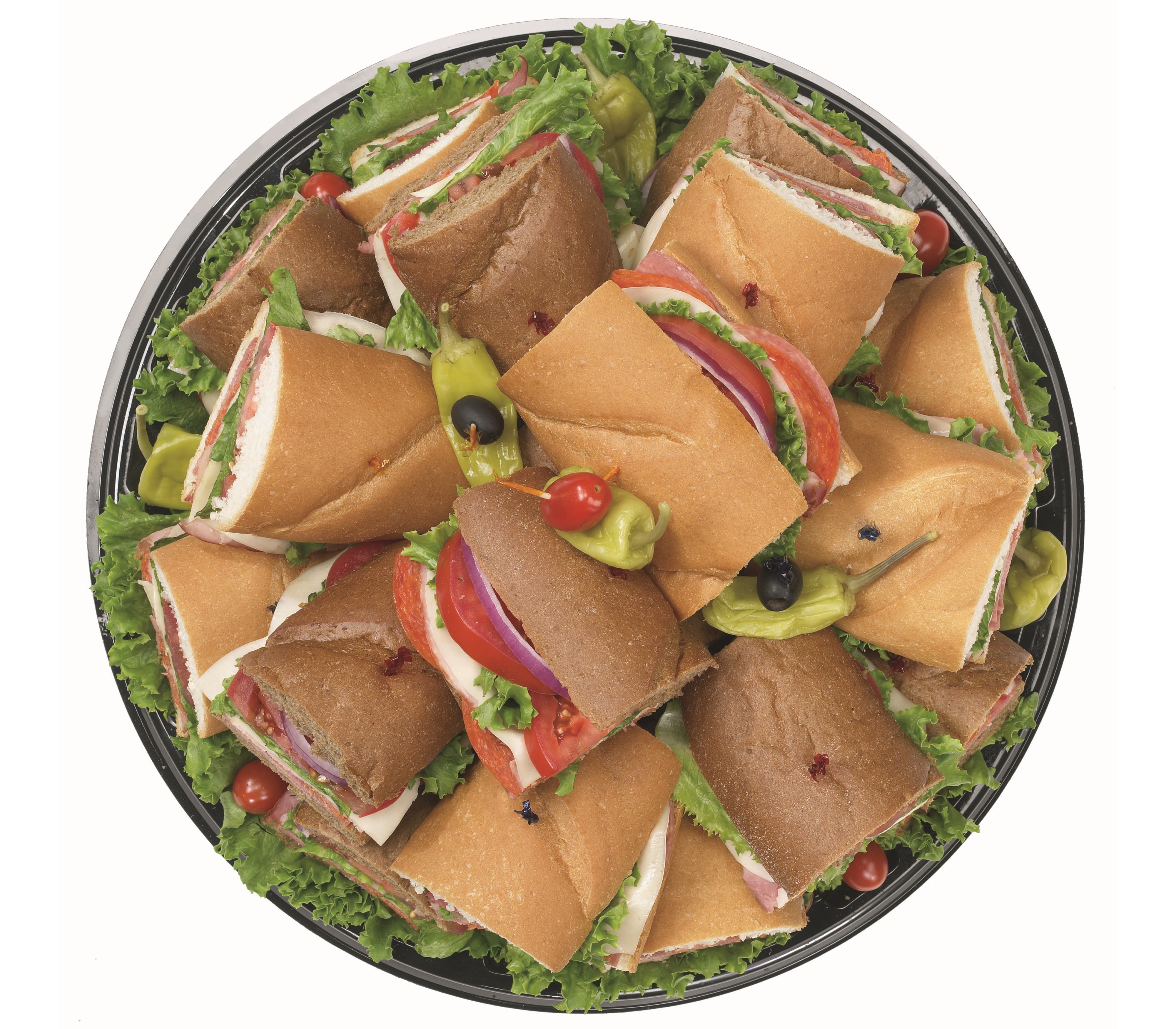 Sandwich platter with lettuce and peppers HD Wallpaper