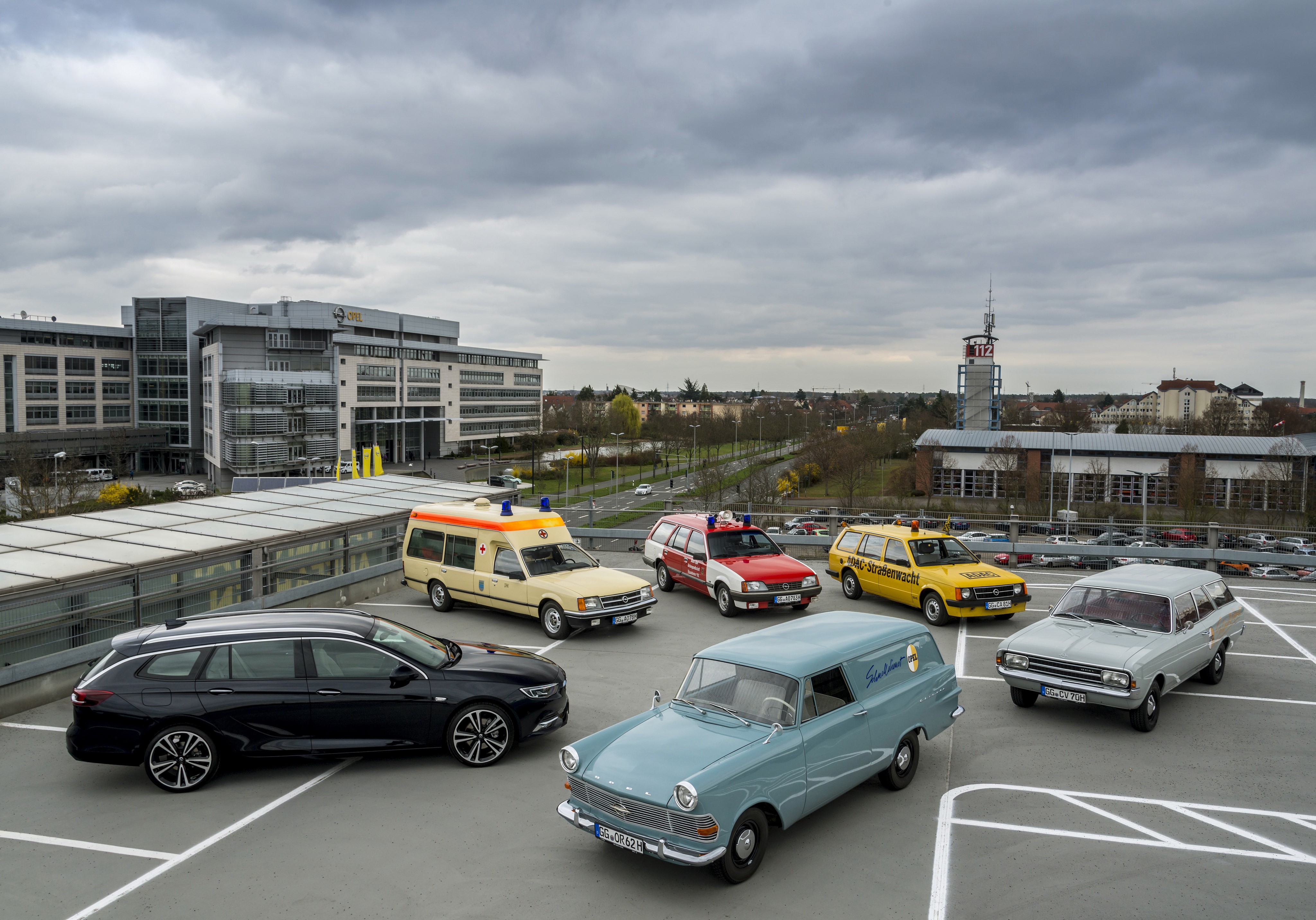 Many Retro Opel Cars on Rooftop HD Wallpaper
