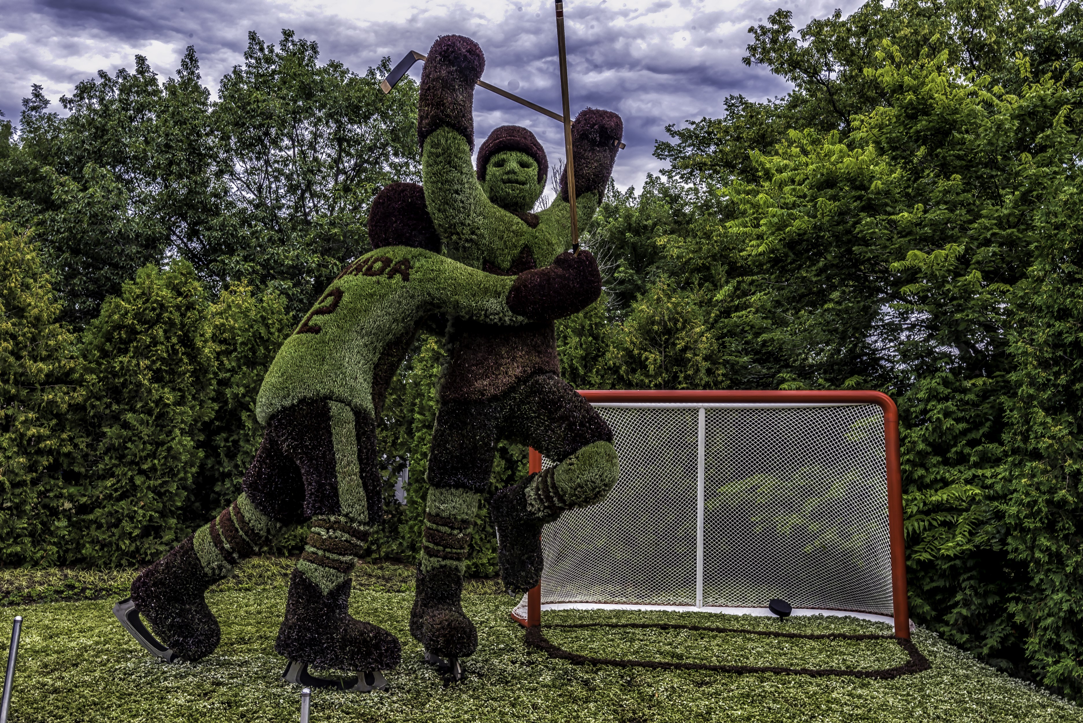 Topiary hockey players celebrating a goal in Ottawa, Canada HD Wallpaper