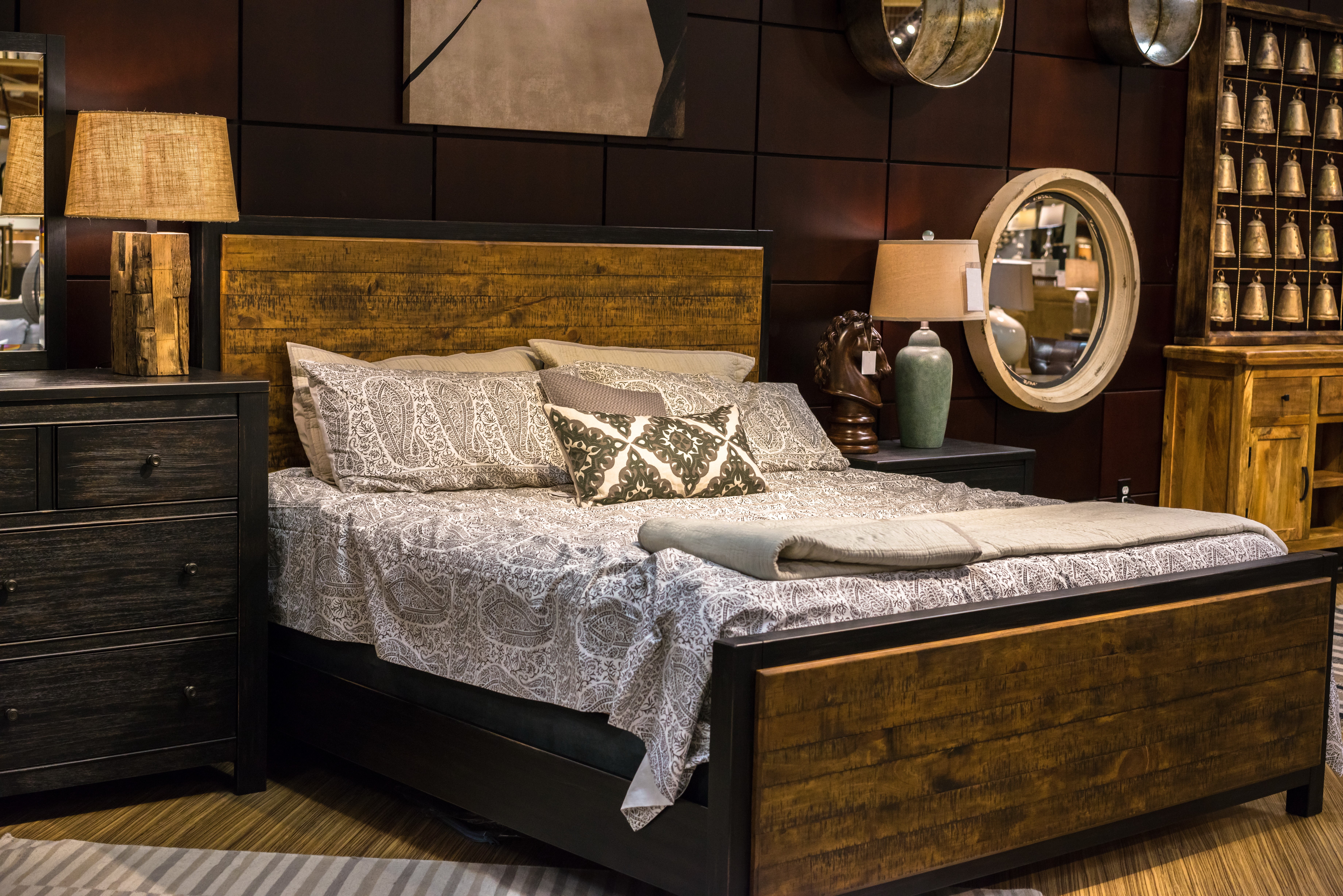 Bedroom Interior Design with Bed and Lamps HD Wallpaper